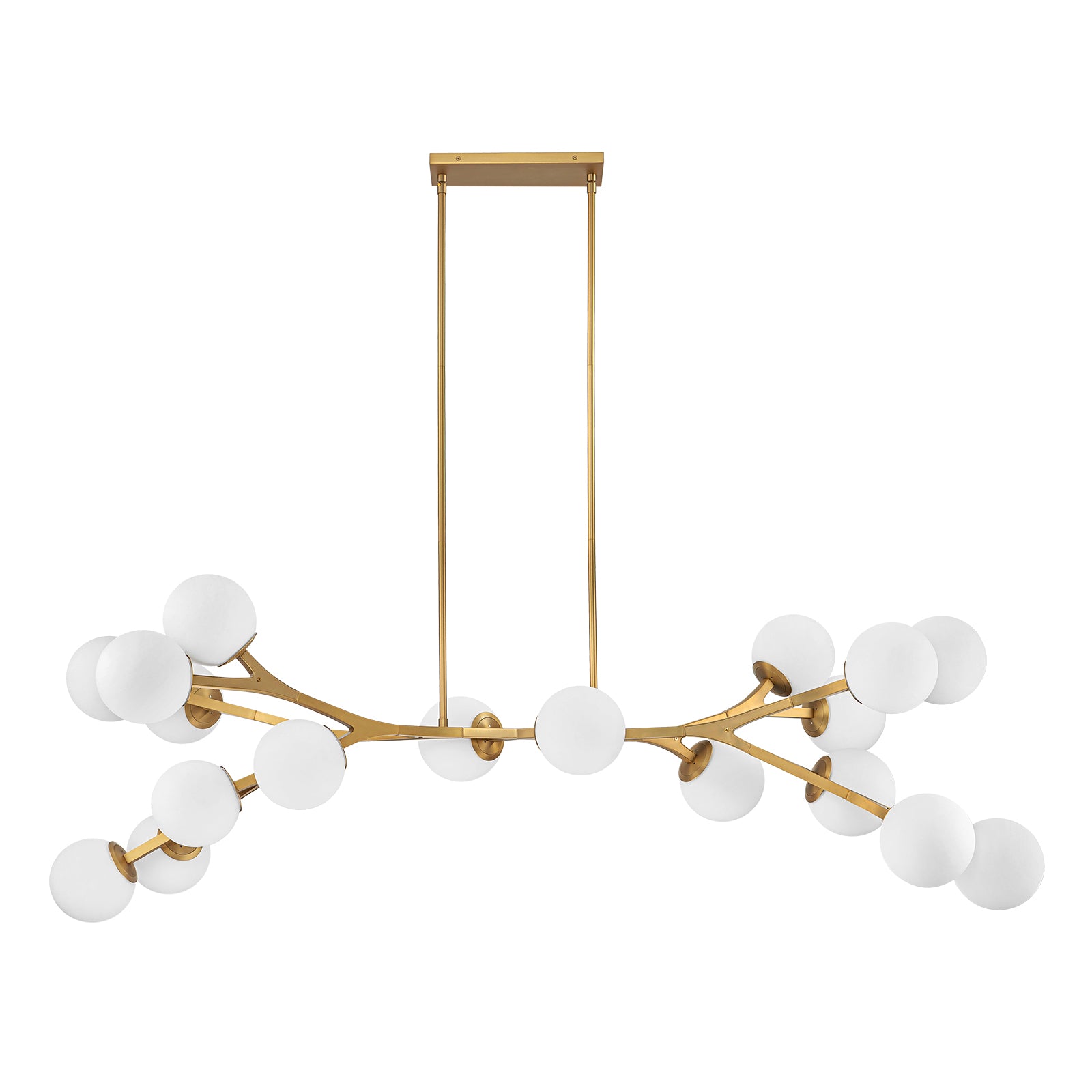 Glowlings 18-Light Modern 68"Wide Oversized Brass Opal Glass Branching Globe Sputnik Chandelier