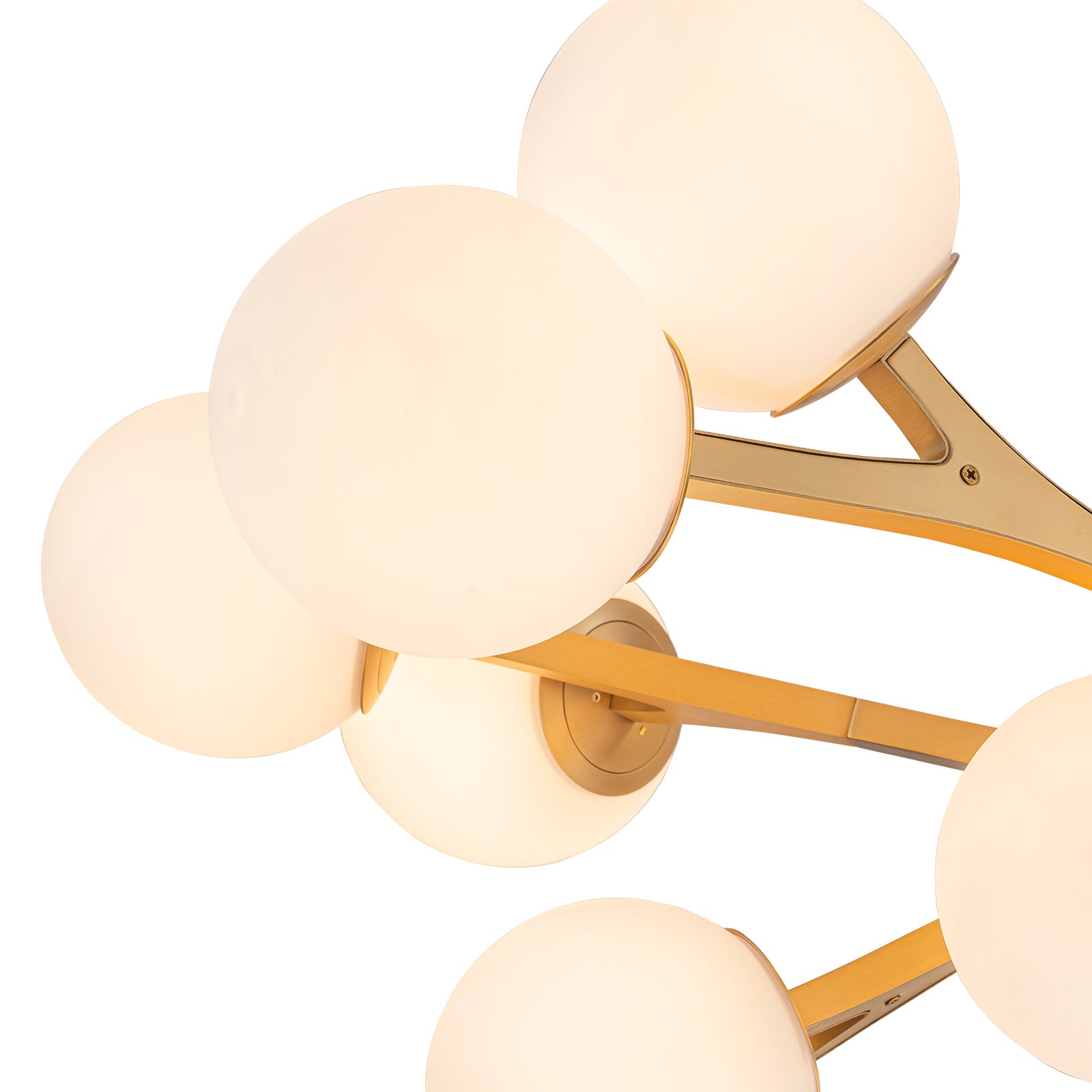 Glowlings 18-Light Modern 68"Wide Oversized Brass Opal Glass Branching Globe Sputnik Chandelier