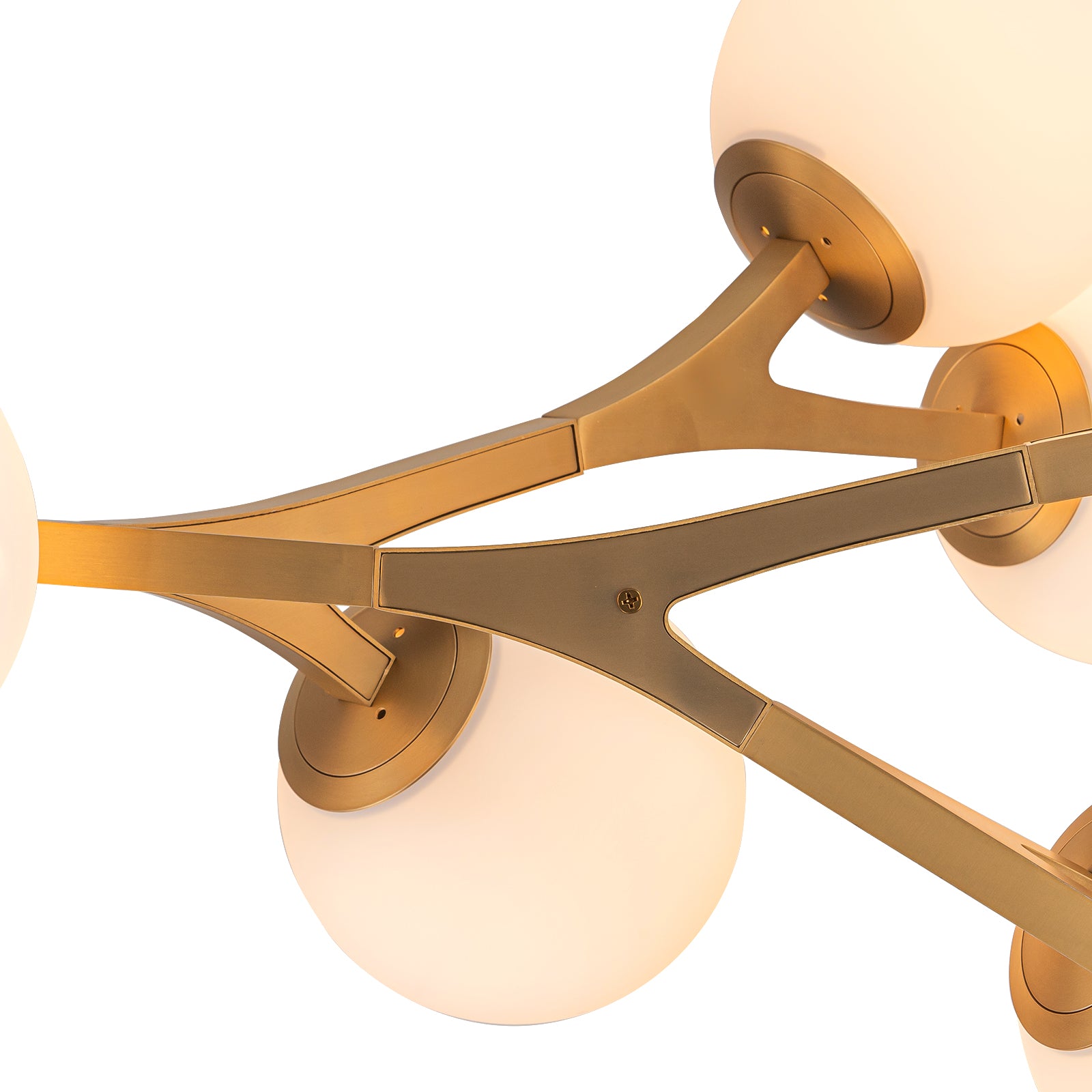 Glowlings 18-Light Modern 68"Wide Oversized Brass Opal Glass Branching Globe Sputnik Chandelier