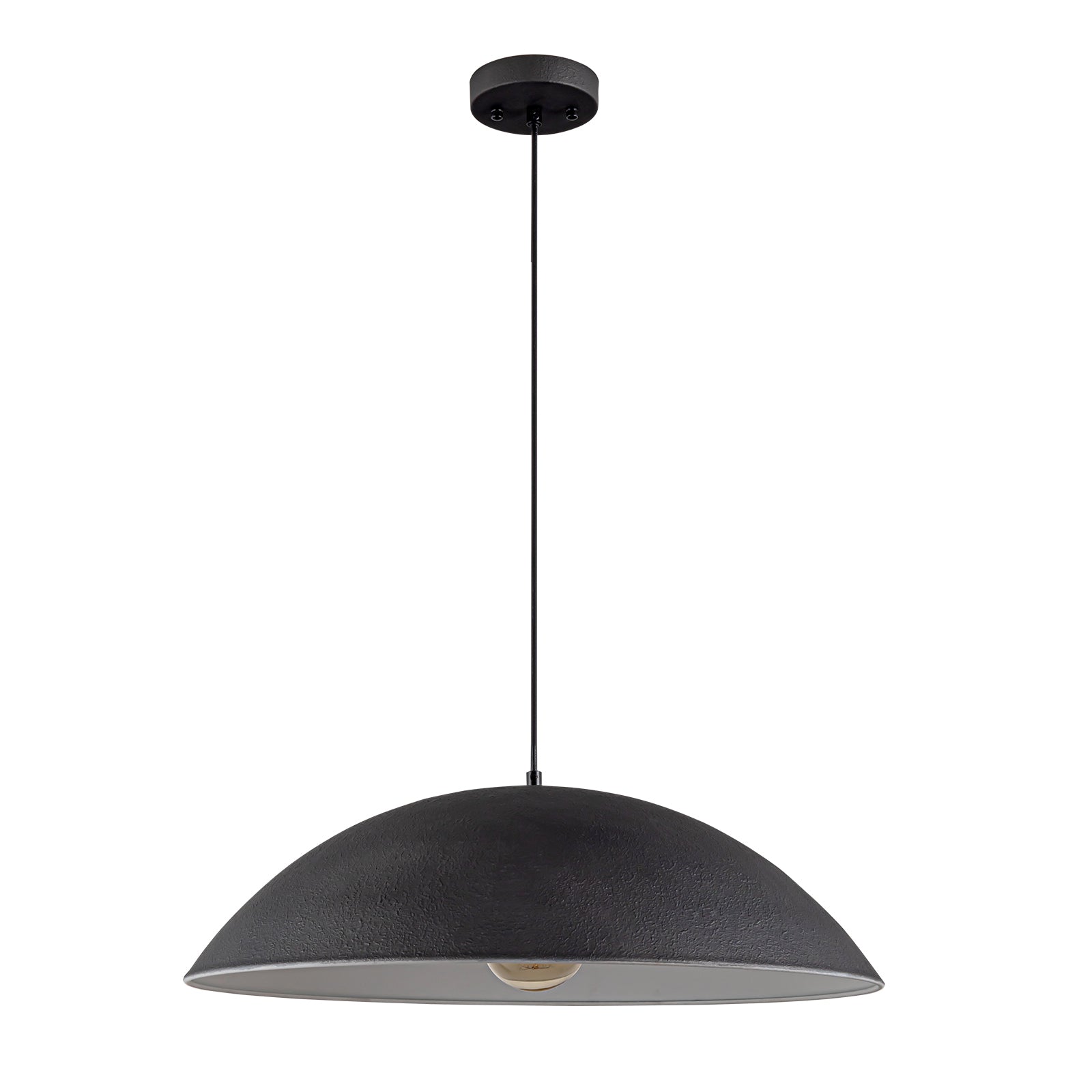 Glowlings 1-Light Modern 23"Wide Oversized Flat Cone Black Dome Pendant Light