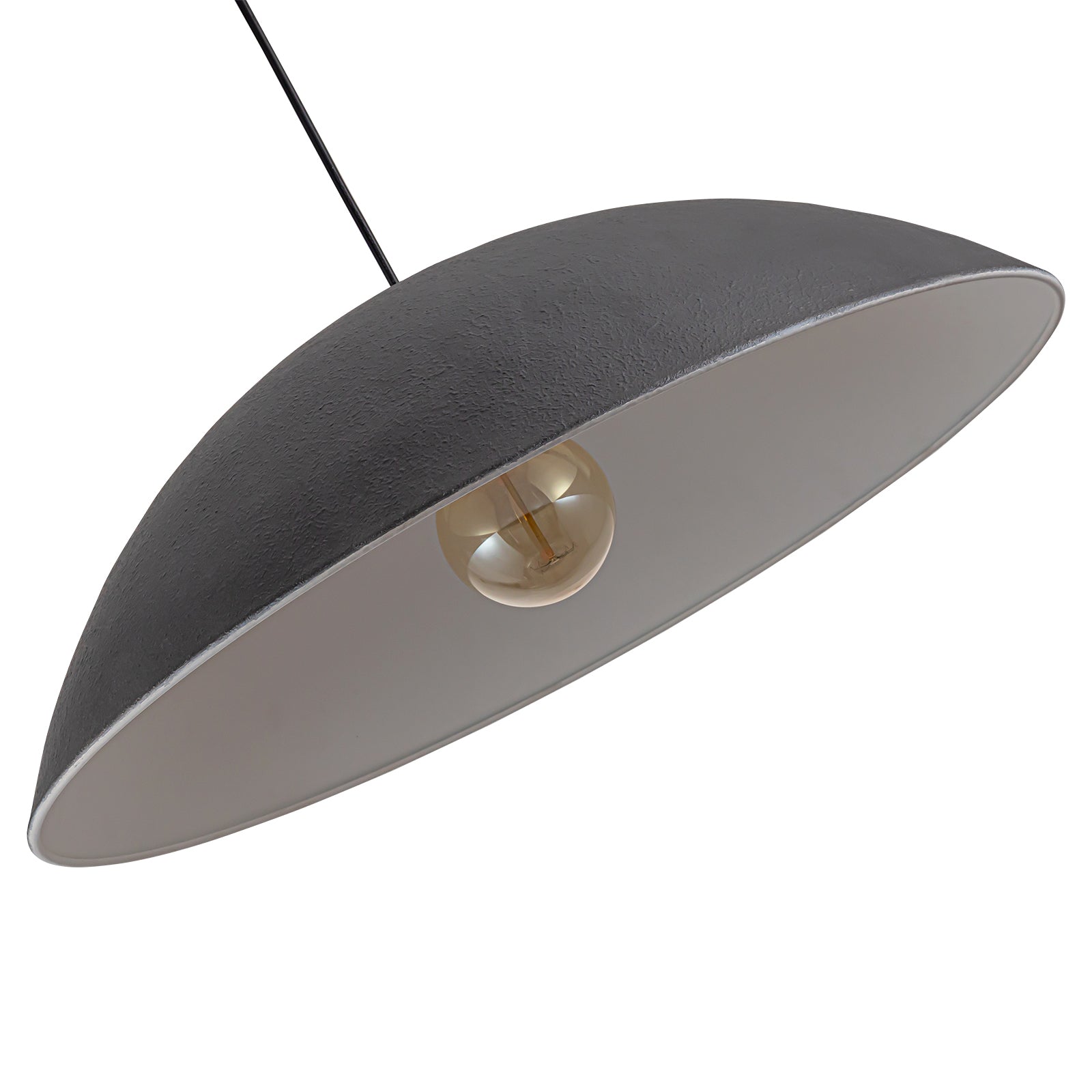 Glowlings 1-Light Modern 23"Wide Oversized Flat Cone Black Dome Pendant Light