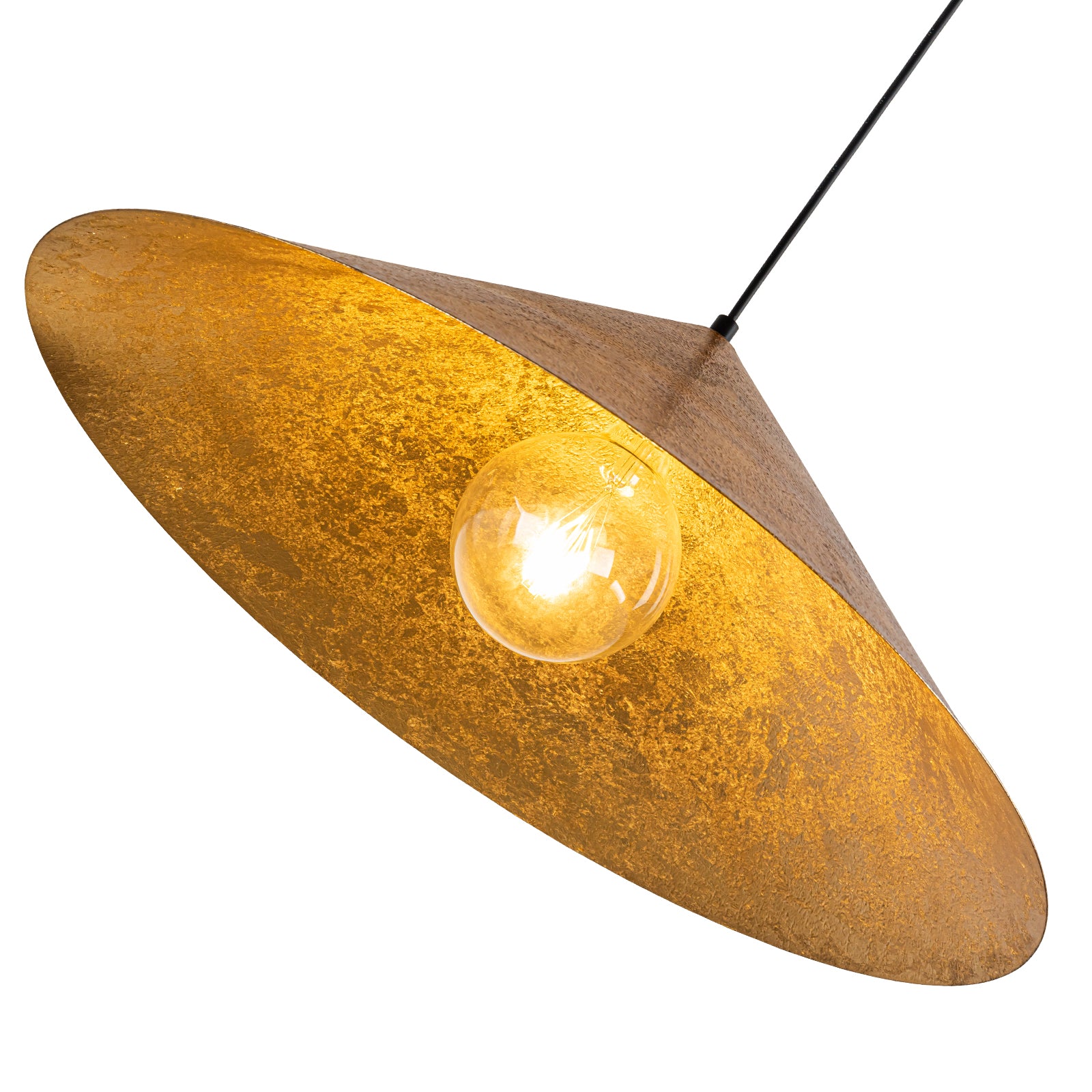 Glowlings 1-Light 25"Wide Oversized Farmhouse Antique Textured Gold Cone Dome Pendant Light