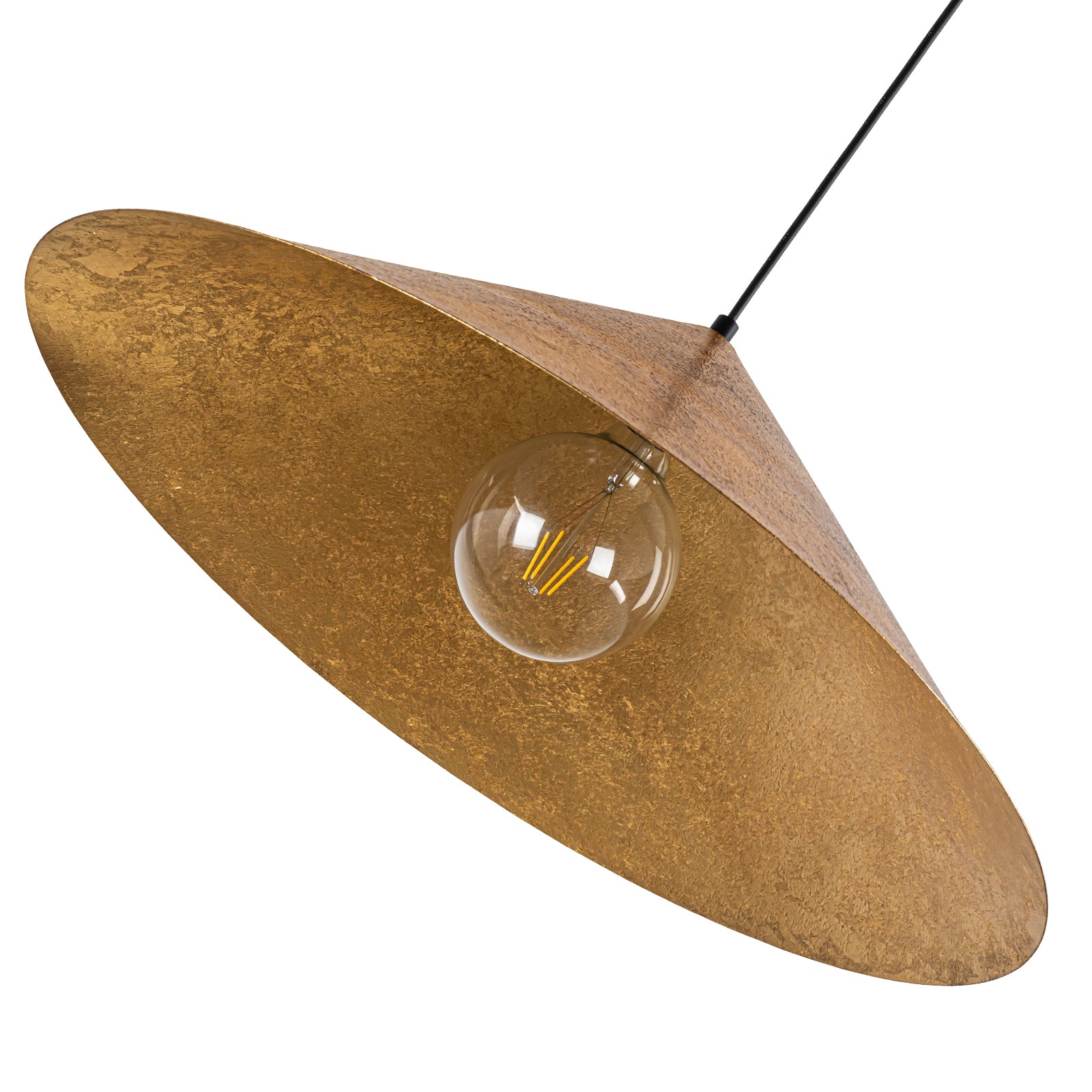 Glowlings 1-Light 25"Wide Oversized Farmhouse Antique Textured Gold Cone Dome Pendant Light