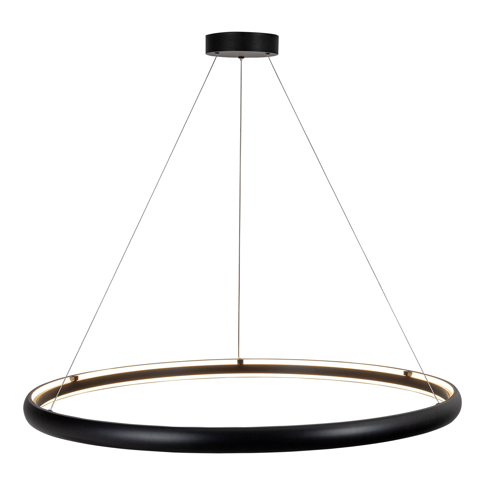 Glowlings 1-Light Modern Large Black 3000K Ring Round LED Chandelier Indoor Lighting