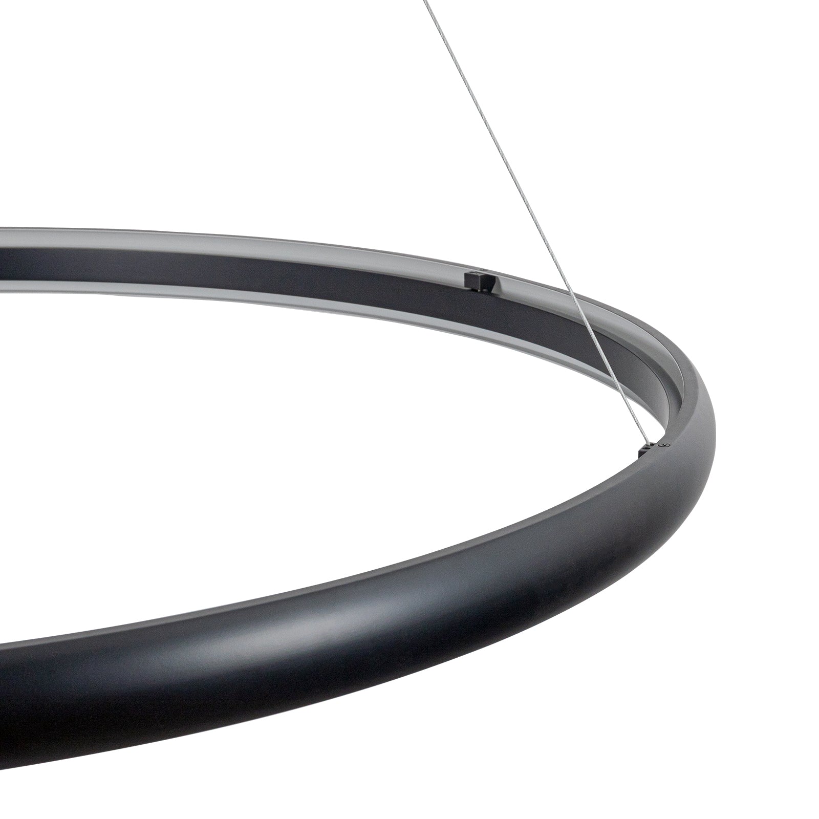 Glowlings 1-Light Modern Large Black 3000K Ring Round LED Chandelier Indoor Lighting