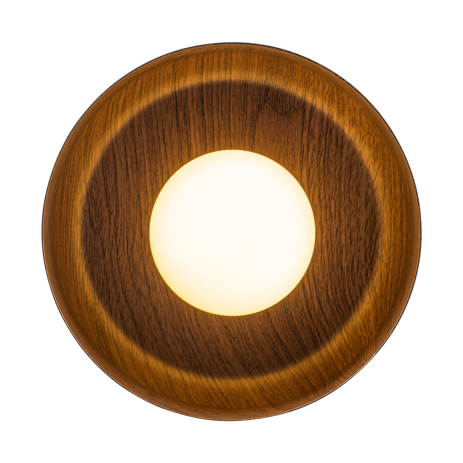Glowlings 1-flammige, moderne Mini-Deckenleuchte aus schwarzem Walnussholz und Opalglas