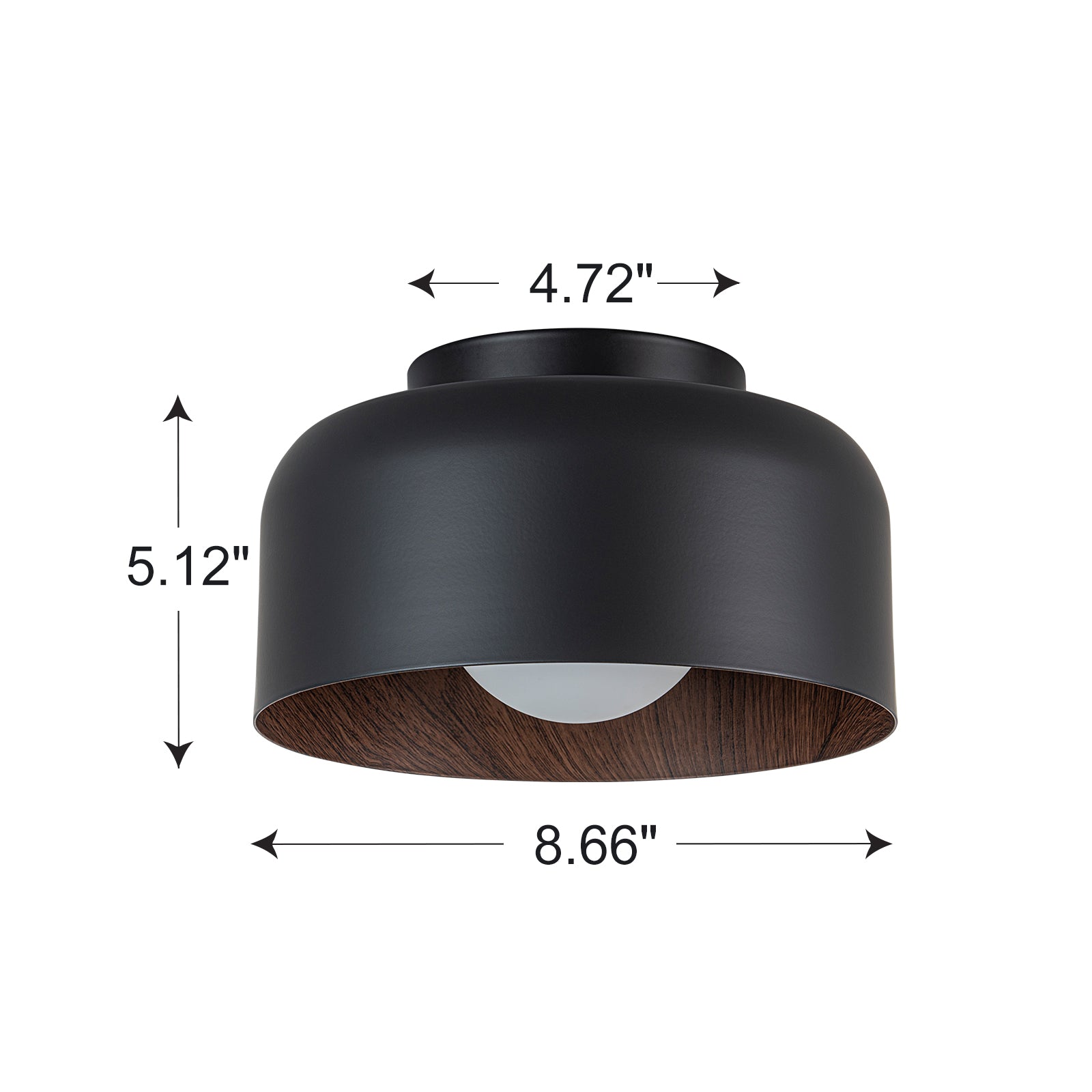 Glowlings 1-Light Modern Black Walnut Wood Opal Glass Mini Flush Mount Ceiling Light