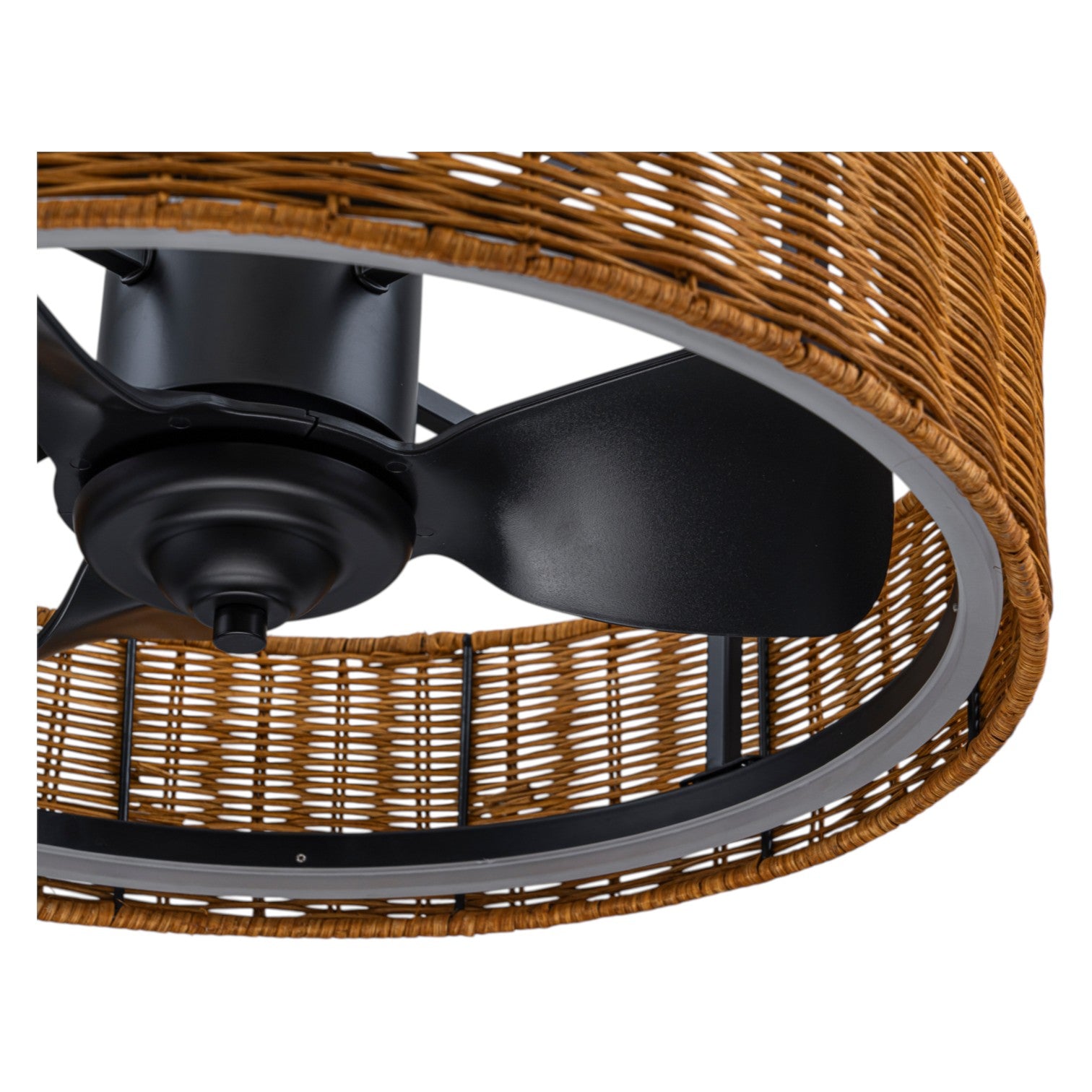 Glowlings 1-Light Boho Hand-Woven Rattan Ceiling Fan with Lights and Remote/APP Control, Caged Fandelier with Quiet Reversible DC Motor