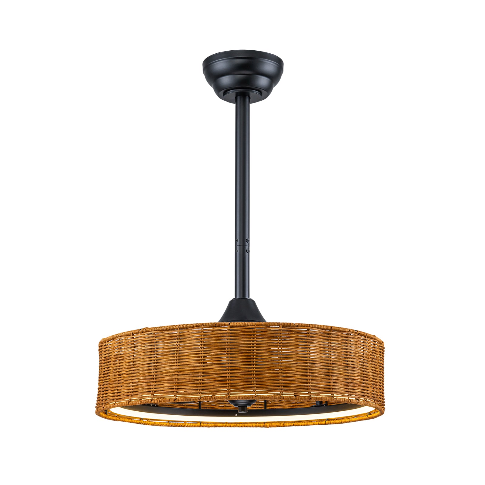 Glowlings 1-Light Boho Hand-Woven Rattan Ceiling Fan with Lights and Remote/APP Control, Caged Fandelier with Quiet Reversible DC Motor