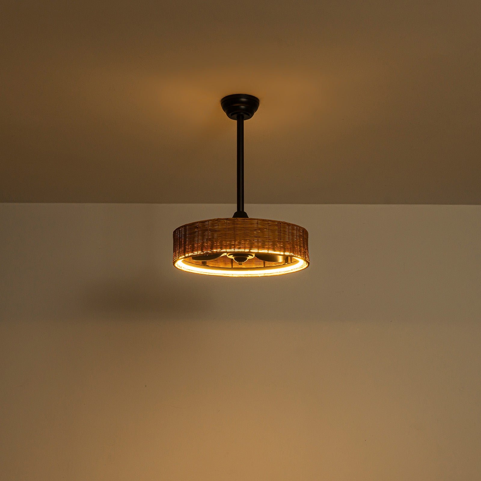 Glowlings 1-Light Boho Hand-Woven Rattan Ceiling Fan with Lights and Remote/APP Control, Caged Fandelier with Quiet Reversible DC Motor