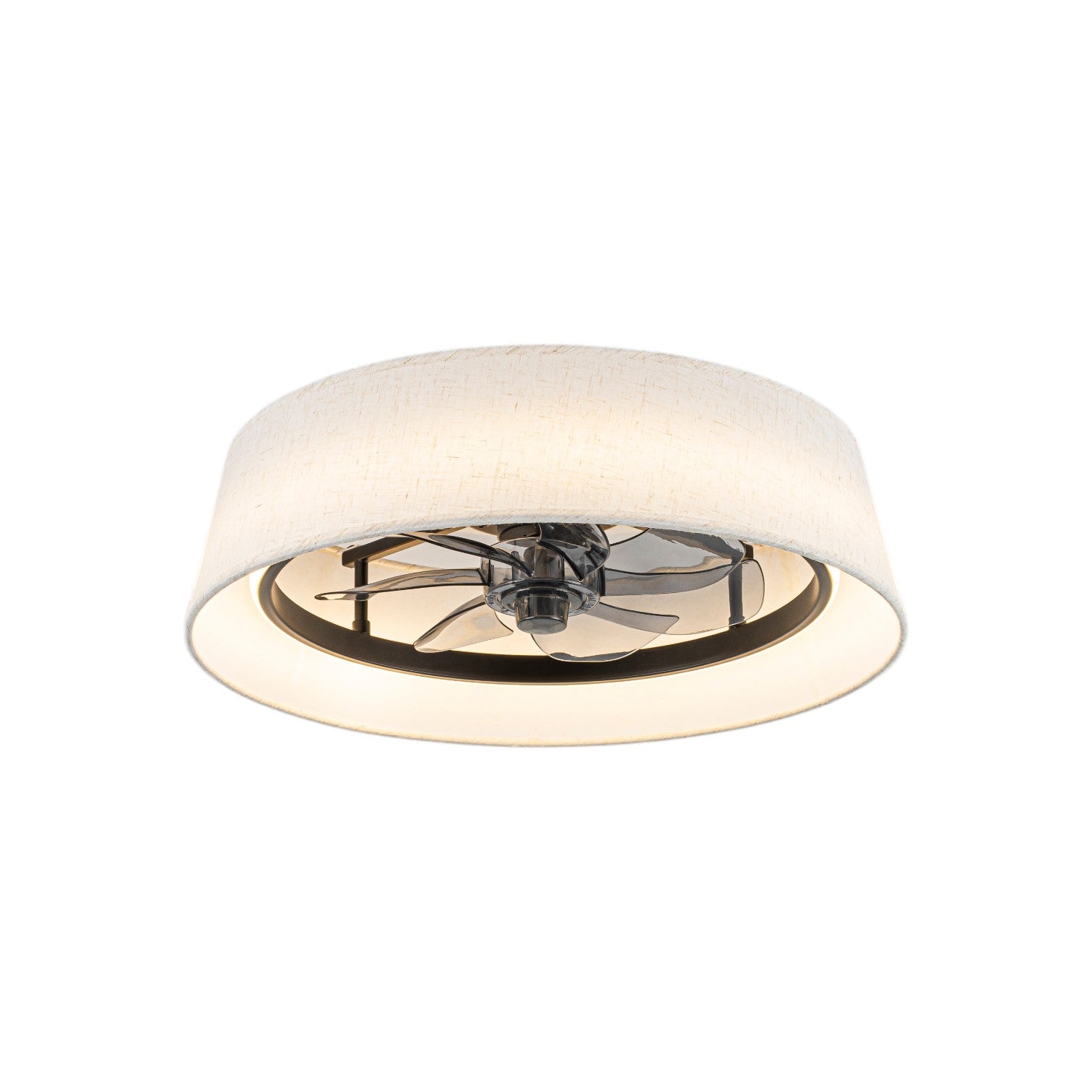 Glowlings 1-Light Modern Bladeless Linen Fabric Shade Drum LED Ceiling Fan with Remote