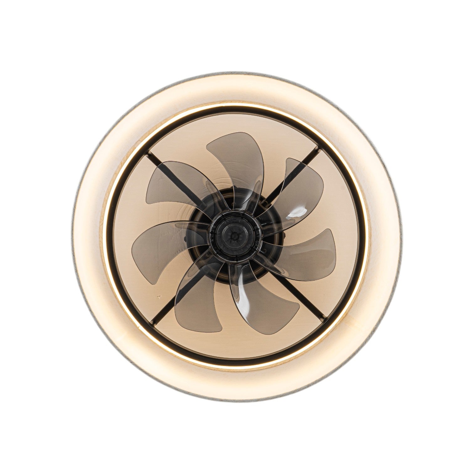Glowlings 1-Light Modern Bladeless Linen Fabric Shade Drum LED Ceiling Fan with Remote