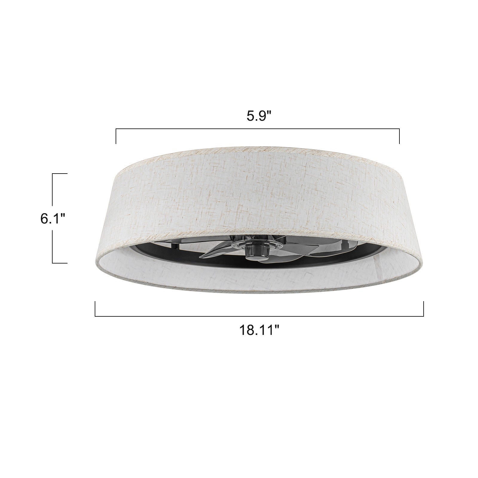 Glowlings 1-Light Modern Bladeless Linen Fabric Shade Drum LED Ceiling Fan with Remote