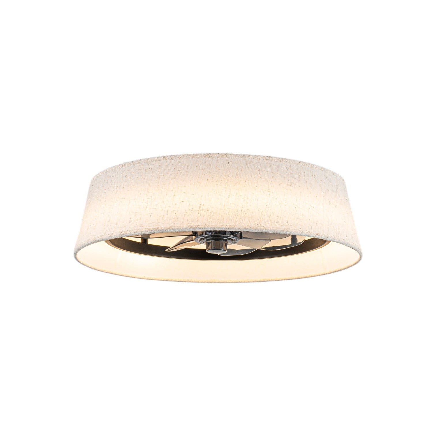 Glowlings 1-Light Modern Bladeless Linen Fabric Shade Drum LED Ceiling Fan with Remote