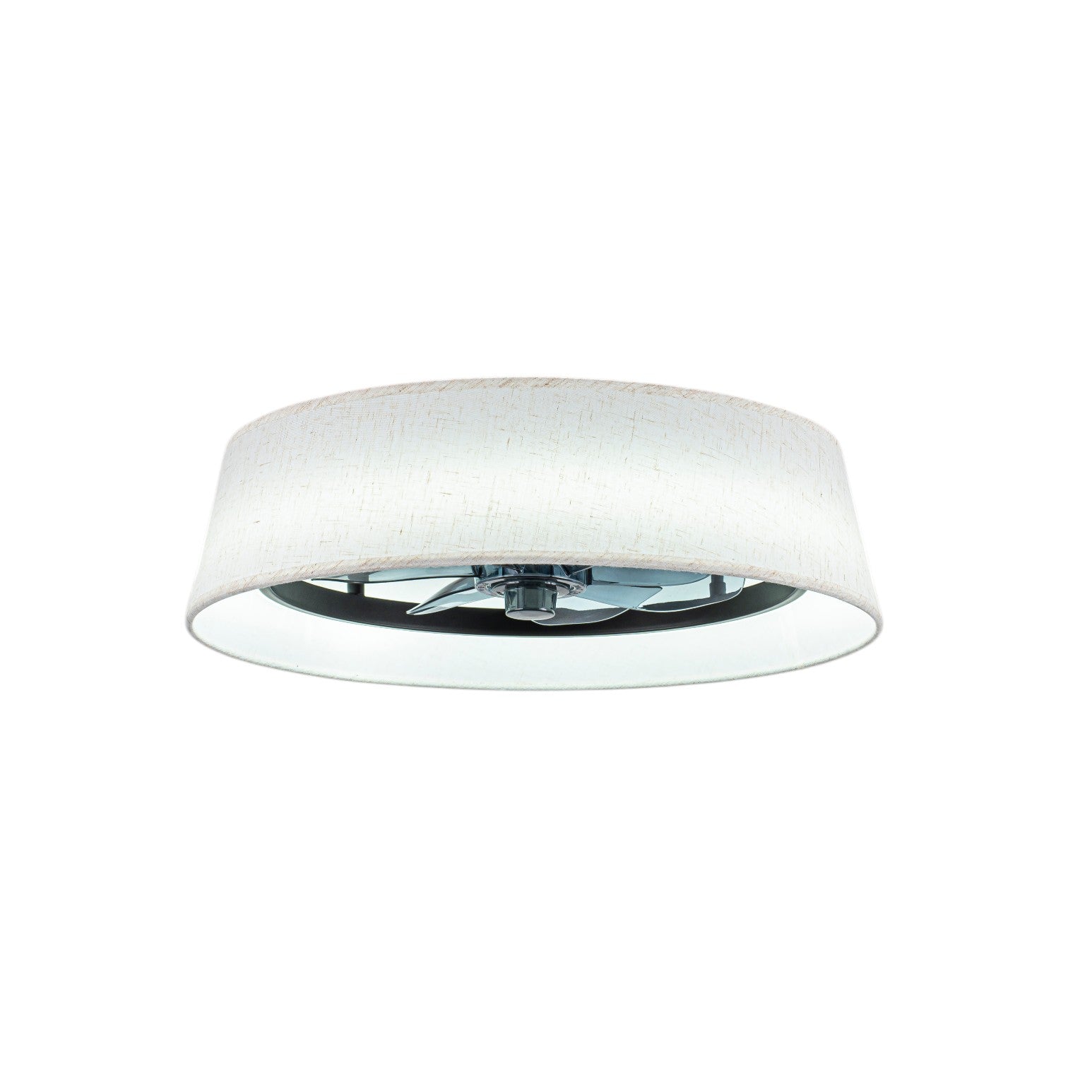 Glowlings 1-Light Modern Bladeless Linen Fabric Shade Drum LED Ceiling Fan with Remote