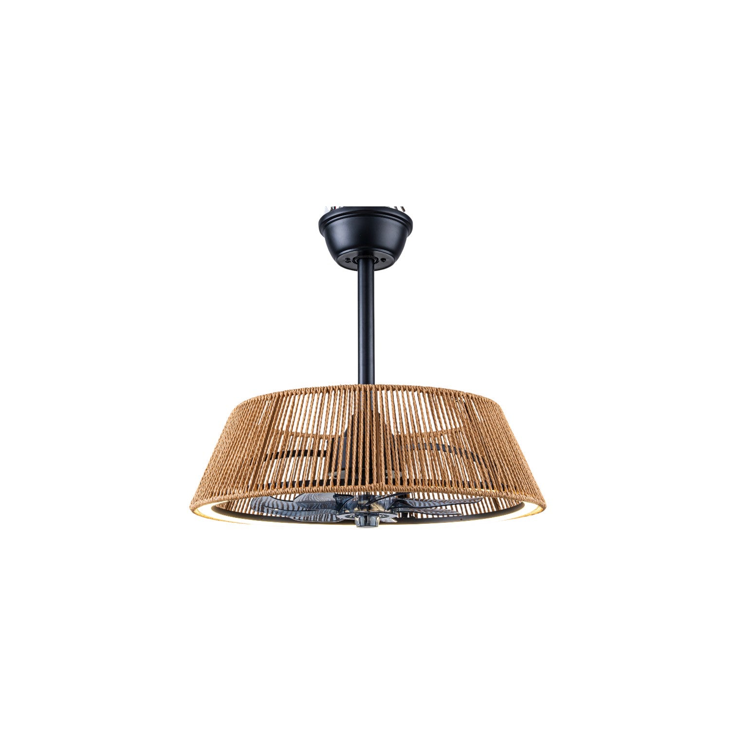 Glowlings 1-Light Boho Rattan Cone LED Ceiling Fan with Light 6-Speed DC Motor Remote