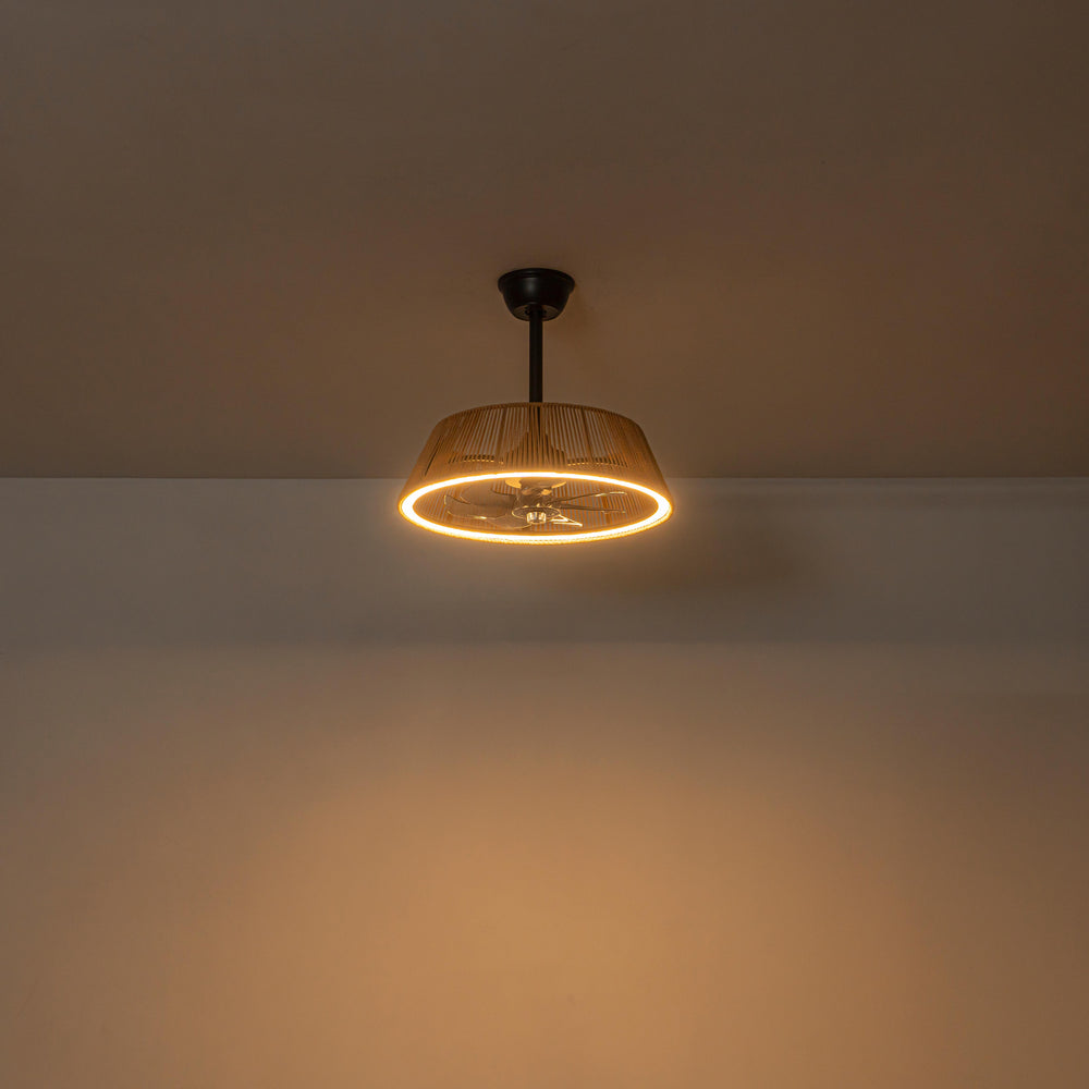 Glowlings 1-Light Boho Rattan Cone LED Ceiling Fan with Light 6-Speed