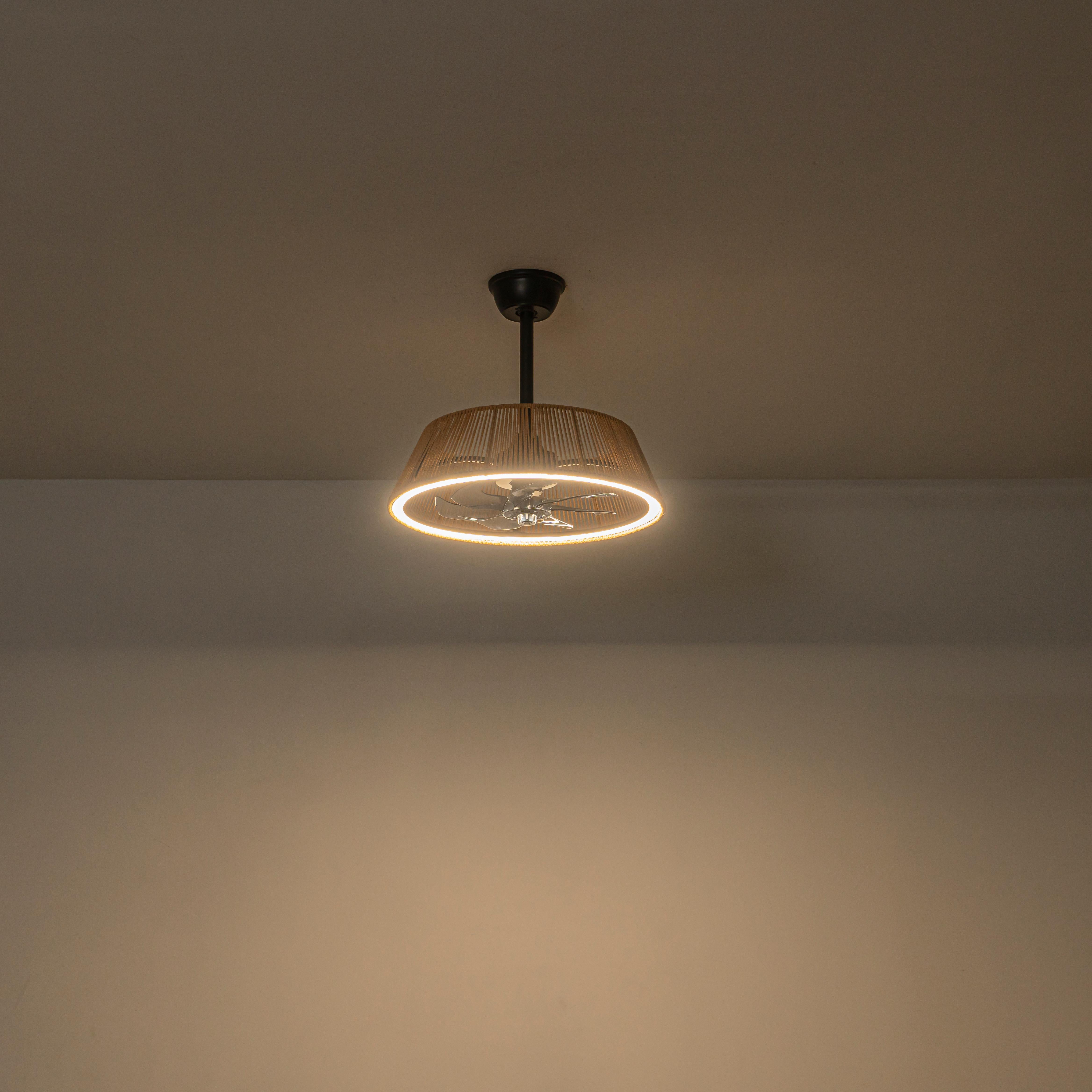 Glowlings 1-Light Boho Rattan Cone LED Ceiling Fan with Light 6-Speed DC Motor Remote