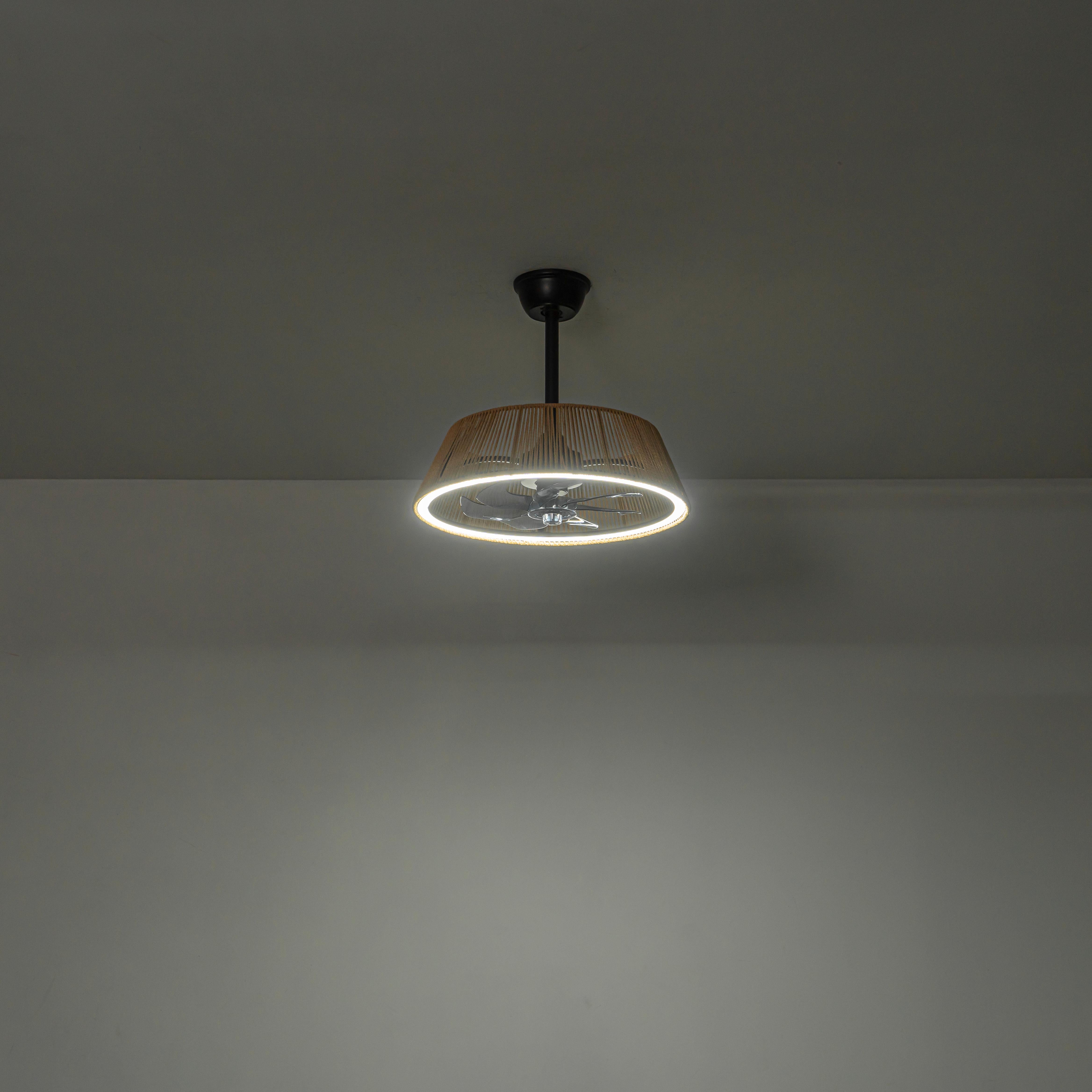 Glowlings 1-Light Boho Rattan Cone LED Ceiling Fan with Light 6-Speed DC Motor Remote