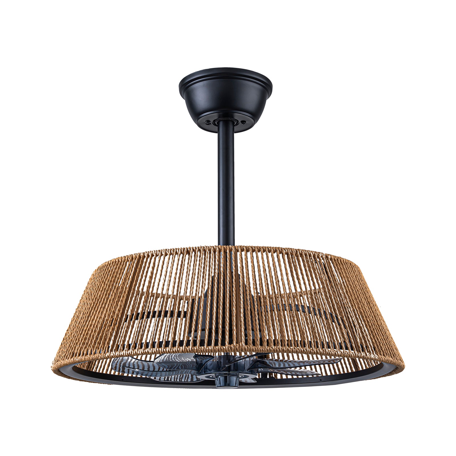 Glowlings 1-Light Boho Rattan Cone LED Ceiling Fan with Light 6-Speed DC Motor Remote