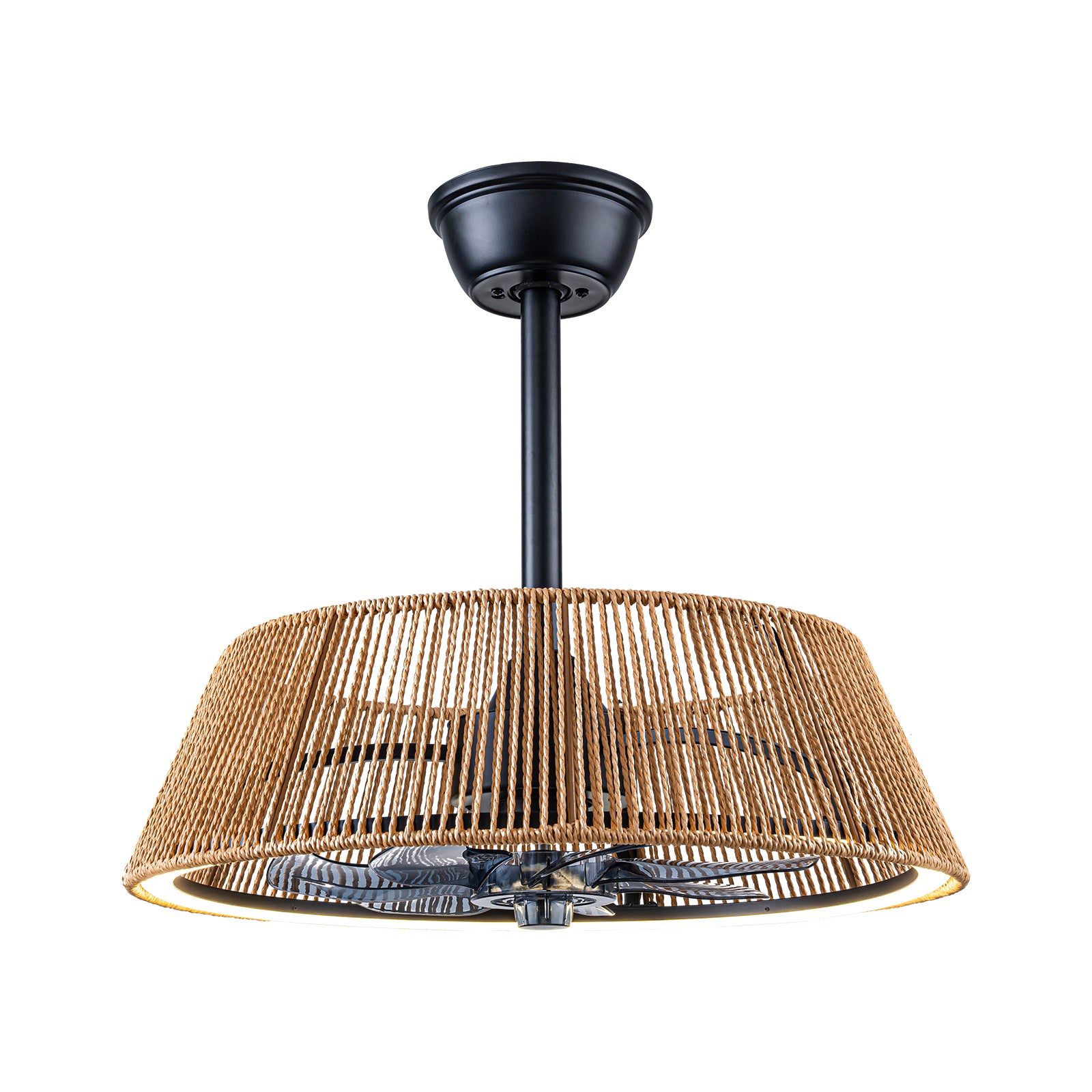 Glowlings 1-Light Boho Rattan Cone LED Ceiling Fan with Light 6-Speed DC Motor Remote
