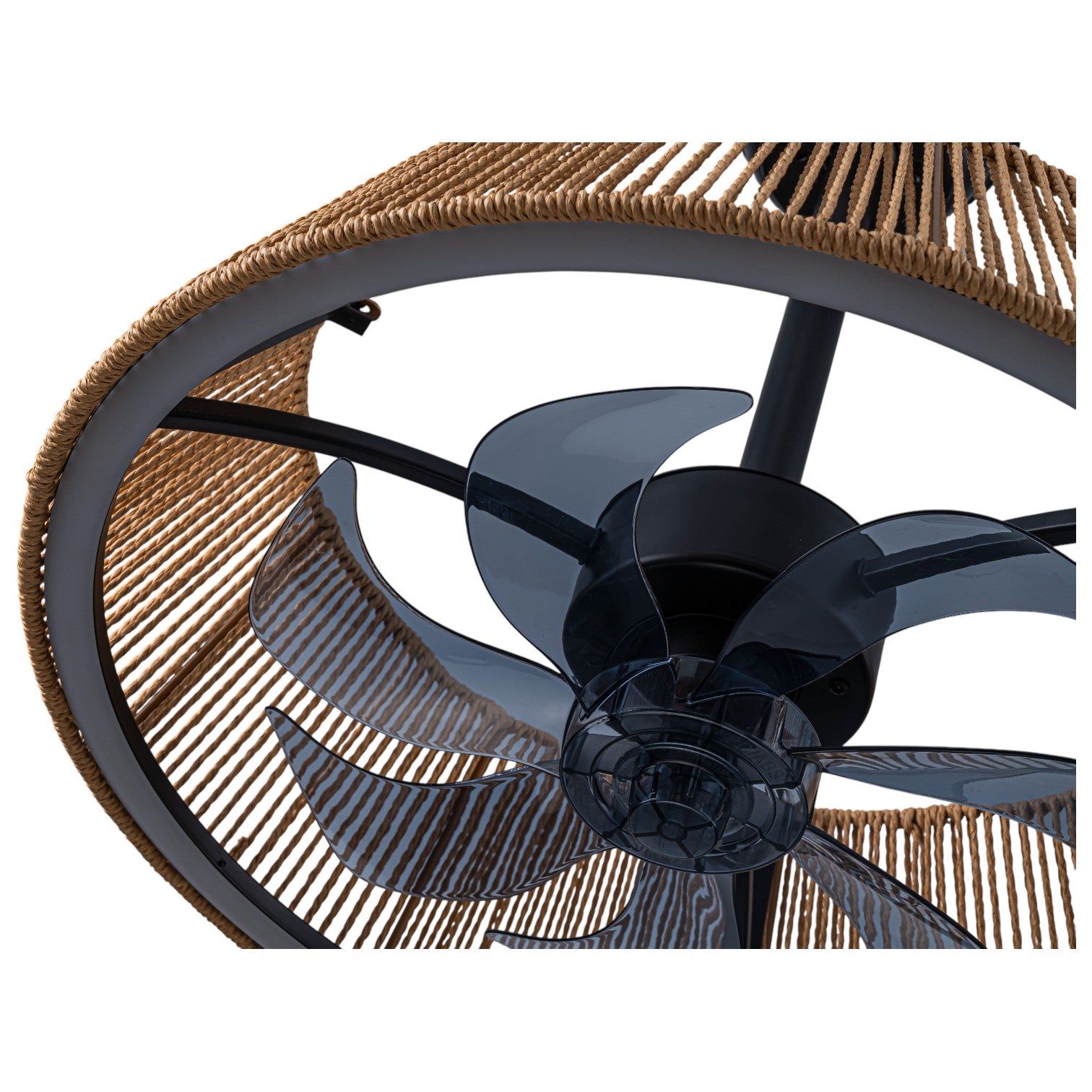 Glowlings 1-Light Boho Rattan Cone LED Ceiling Fan with Light 6-Speed DC Motor Remote