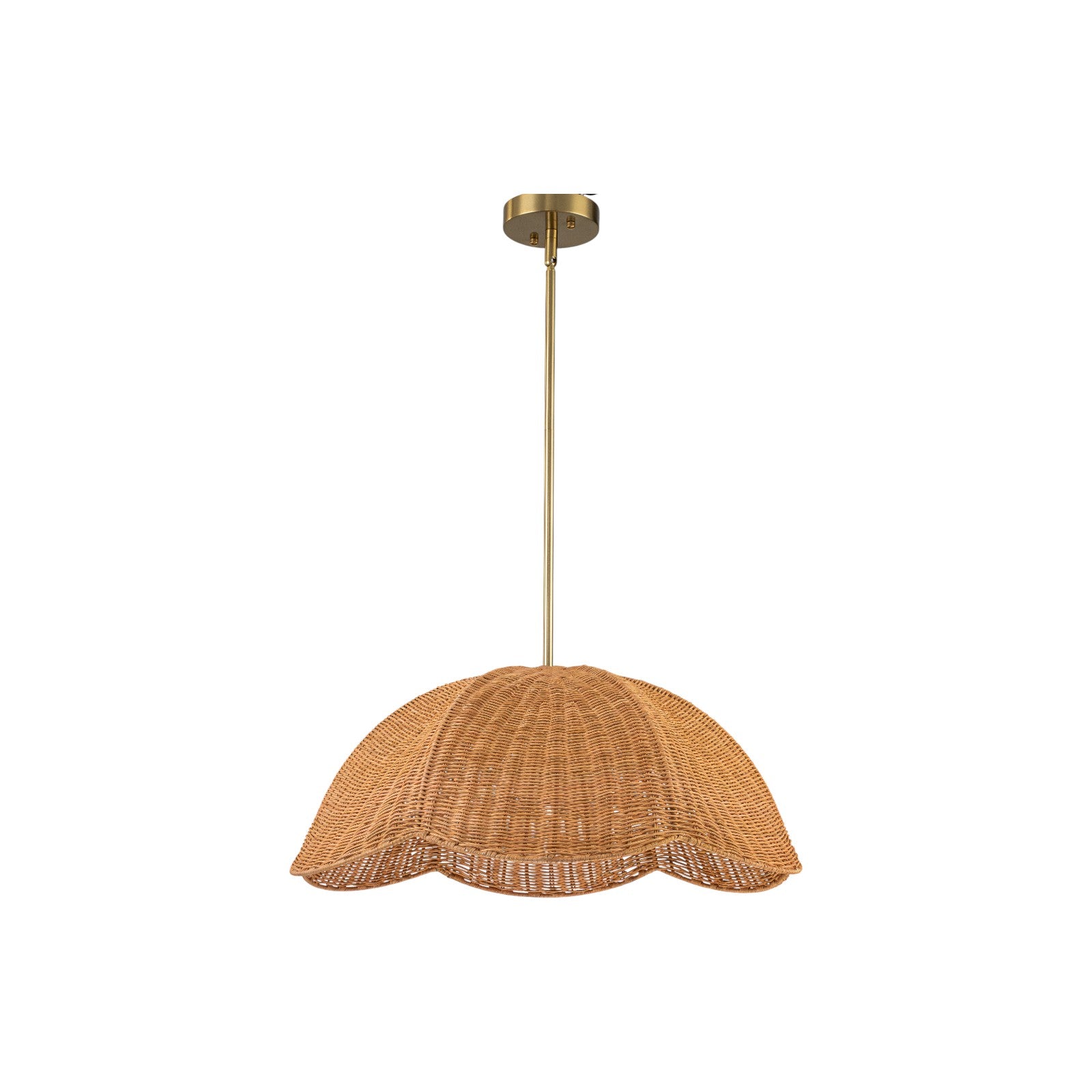 Glowlings 1-Light Boho 24"Wide Rattan Handwoven Natural Wicker Dome Pendant Light