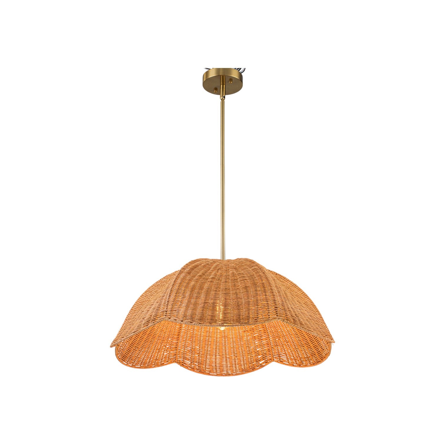 Glowlings 1-Light Boho 24"Wide Rattan Handwoven Natural Wicker Dome Pendant Light