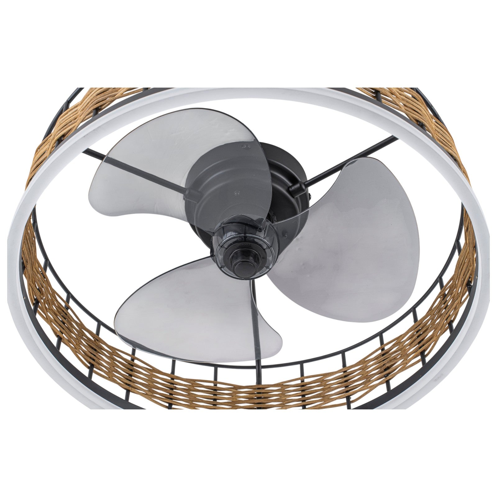 Glowlings 1-Light Boho Round Rattan Low Profile LED Ceiling Fan with Light with Remote & App Control