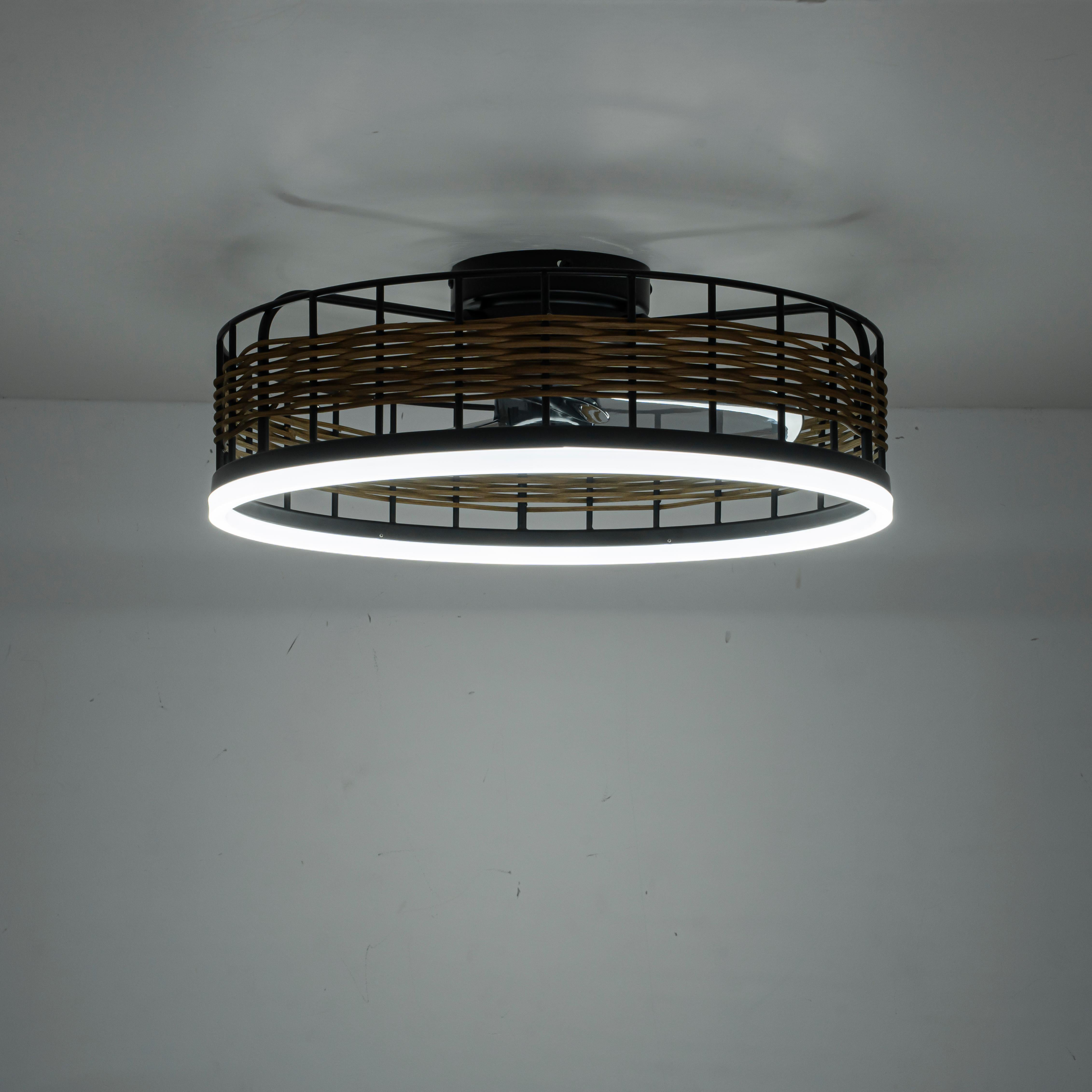 Glowlings 1-Light Boho Round Rattan Low Profile LED Ceiling Fan with Light with Remote & App Control