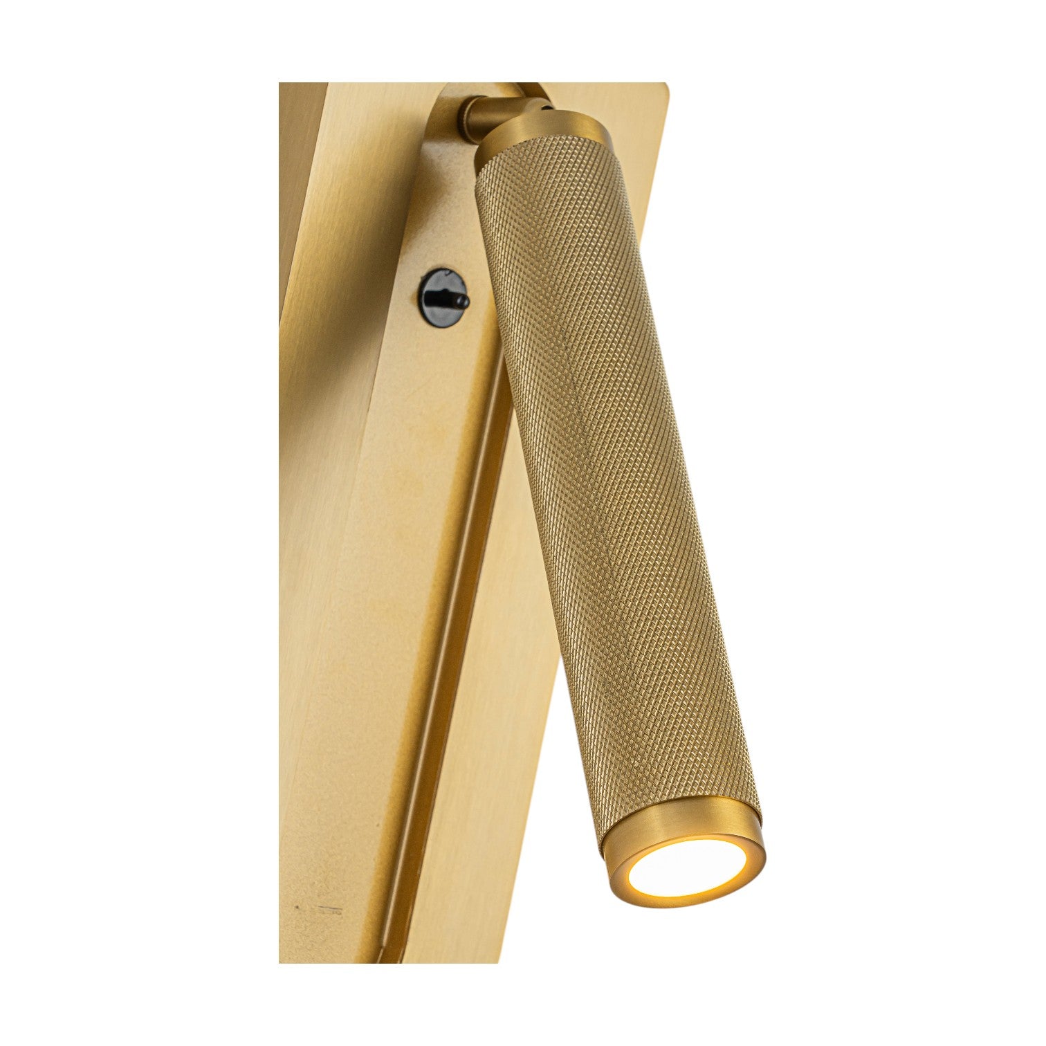 Glowlings 1-Light Modern Brass Bedside Reading Sconce 360° Flexible Spotlight with Knurled Detail & Swivel Arm