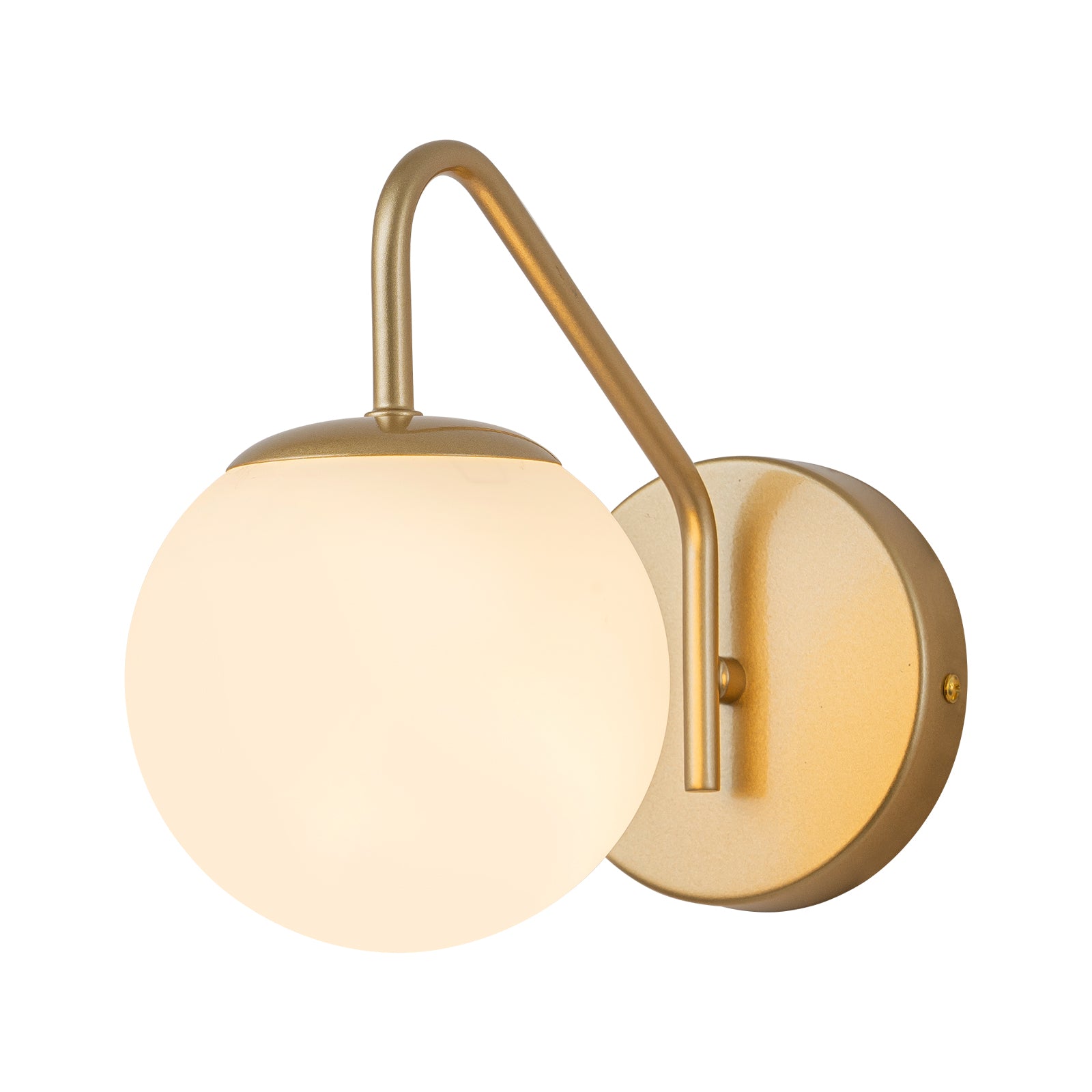 Glowlings Modern 1-Light Brass Globe Opal Glass Bathroom Wall Sconce