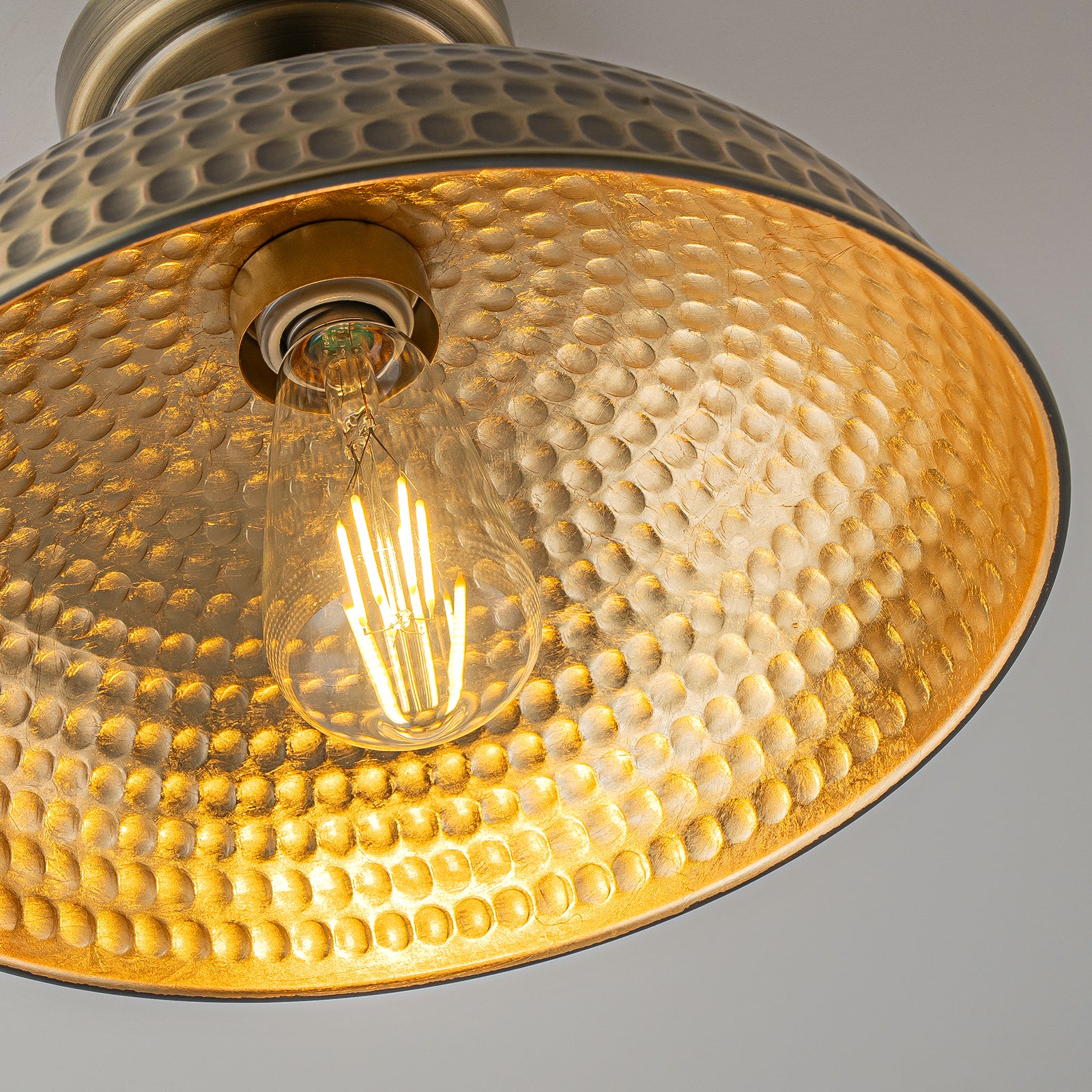 Glowlings 1-Light Farmhouse 12"Wide Antique Bronze Hammered Dome Semi-Flush Mount Ceiling Light