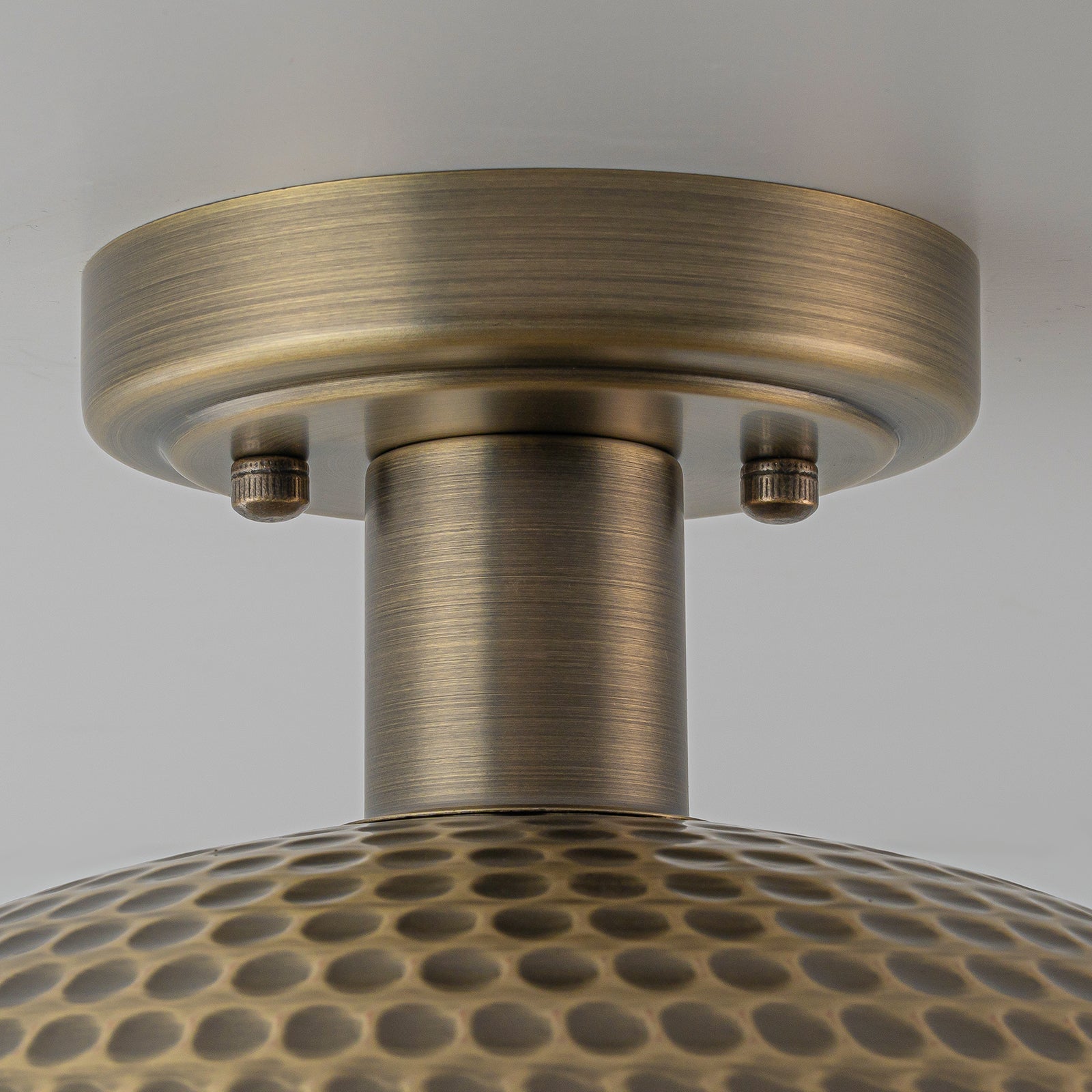 Glowlings 1-Light Farmhouse 12"Wide Antique Bronze Hammered Dome Semi-Flush Mount Ceiling Light
