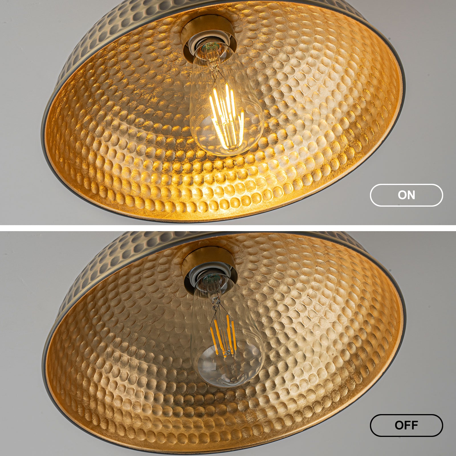 Glowlings 1-Light Farmhouse 12"Wide Antique Bronze Hammered Dome Semi-Flush Mount Ceiling Light