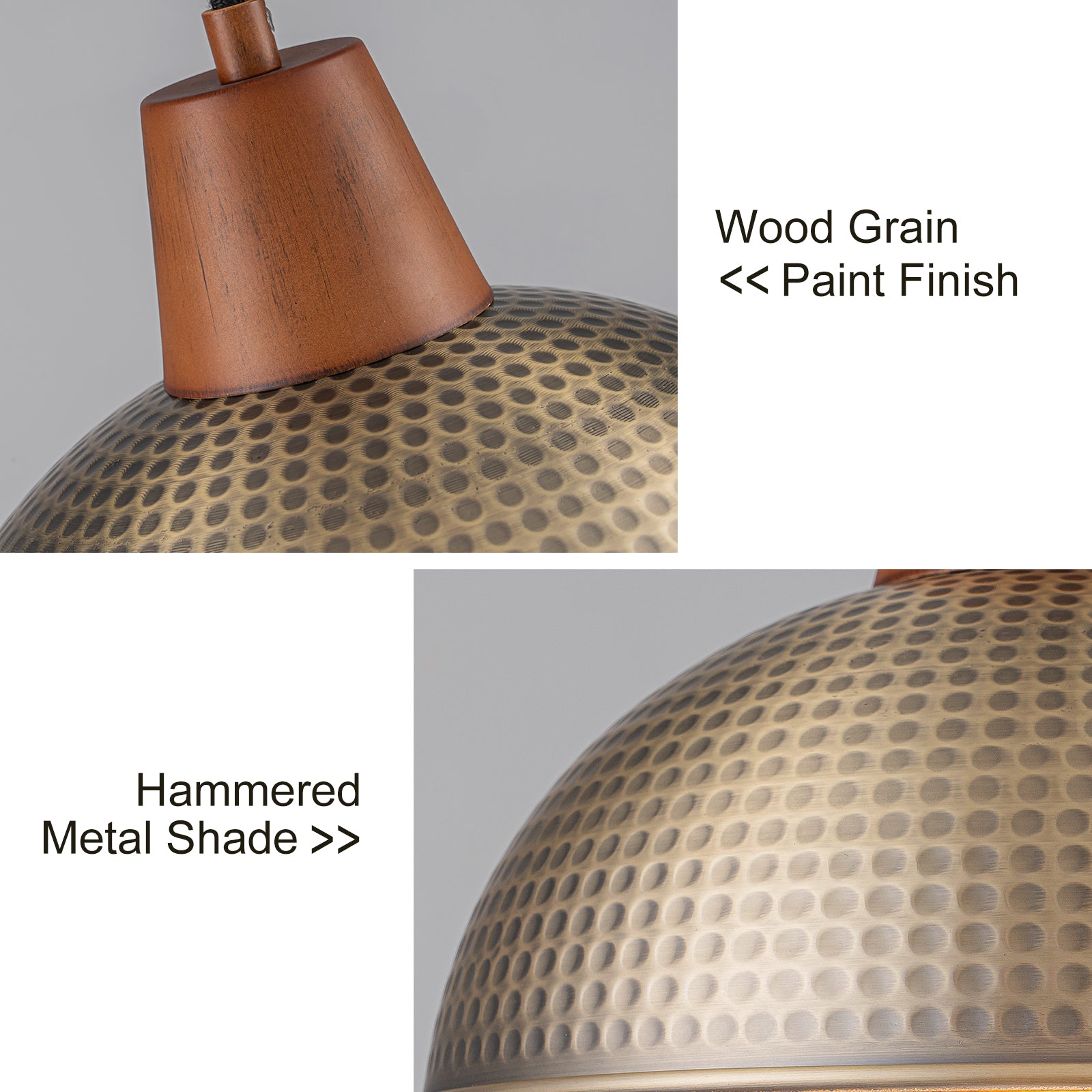 Glowlings 1-Light Farmhouse 10"Wide Antique Bronze Hammered Wood Dome Pendant Light Island Light