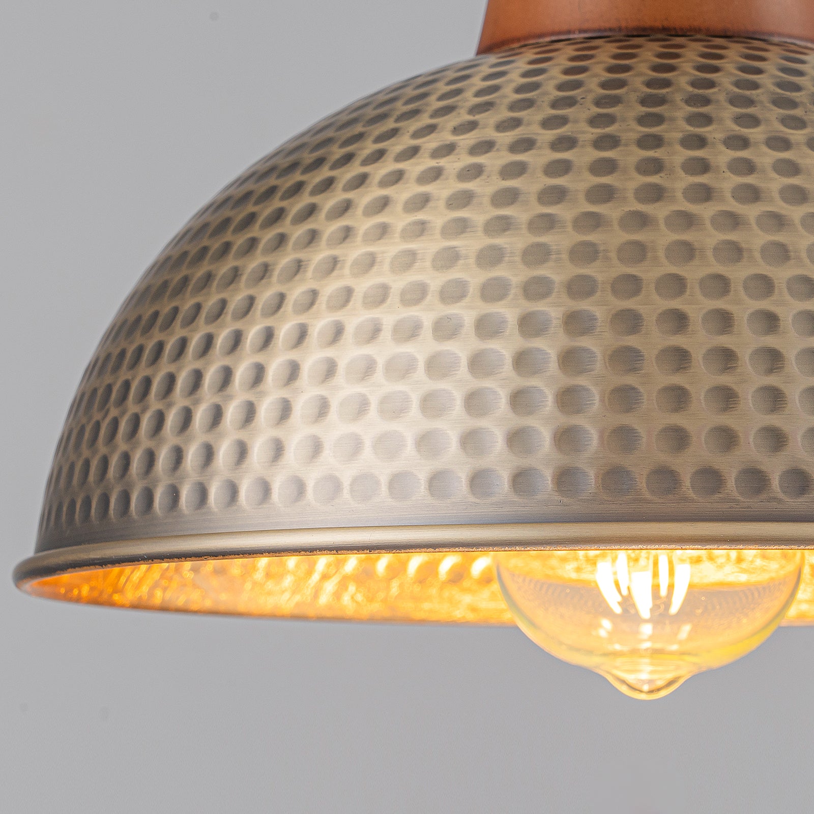 Glowlings 1-Light Farmhouse 10"Wide Antique Bronze Hammered Wood Dome Pendant Light Island Light