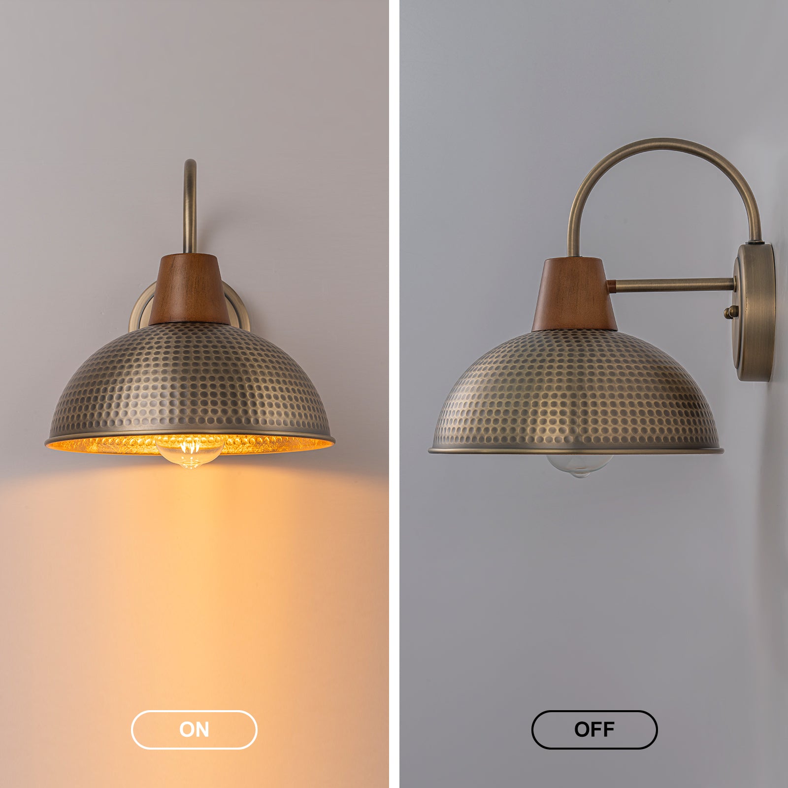 Glowlings 1-Light Farmhouse Antique Bronze Hammered Dome Wall Sconce