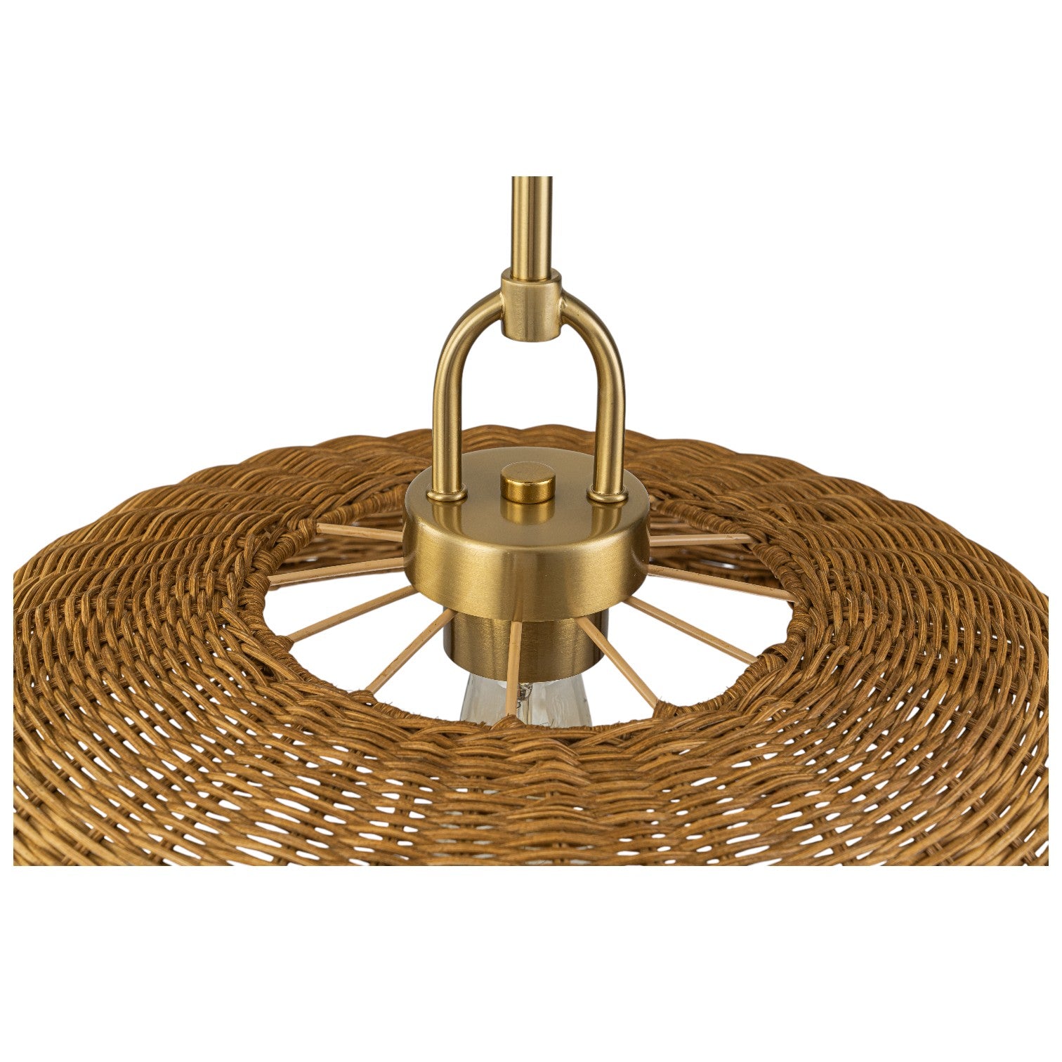 Glowlings 1-Light Farmhouse 18"Wide Dome Hand-Weave Rattan Pendant Light Island Light
