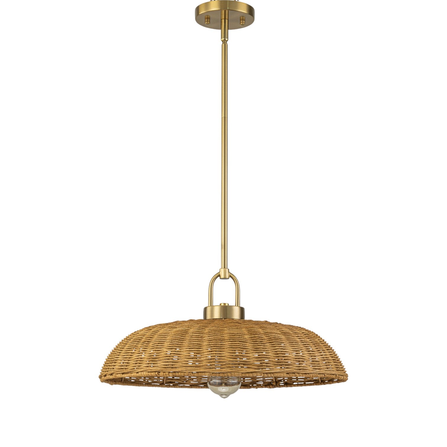 Glowlings 1-Light Farmhouse 18"Wide Dome Hand-Weave Rattan Pendant Light Island Light