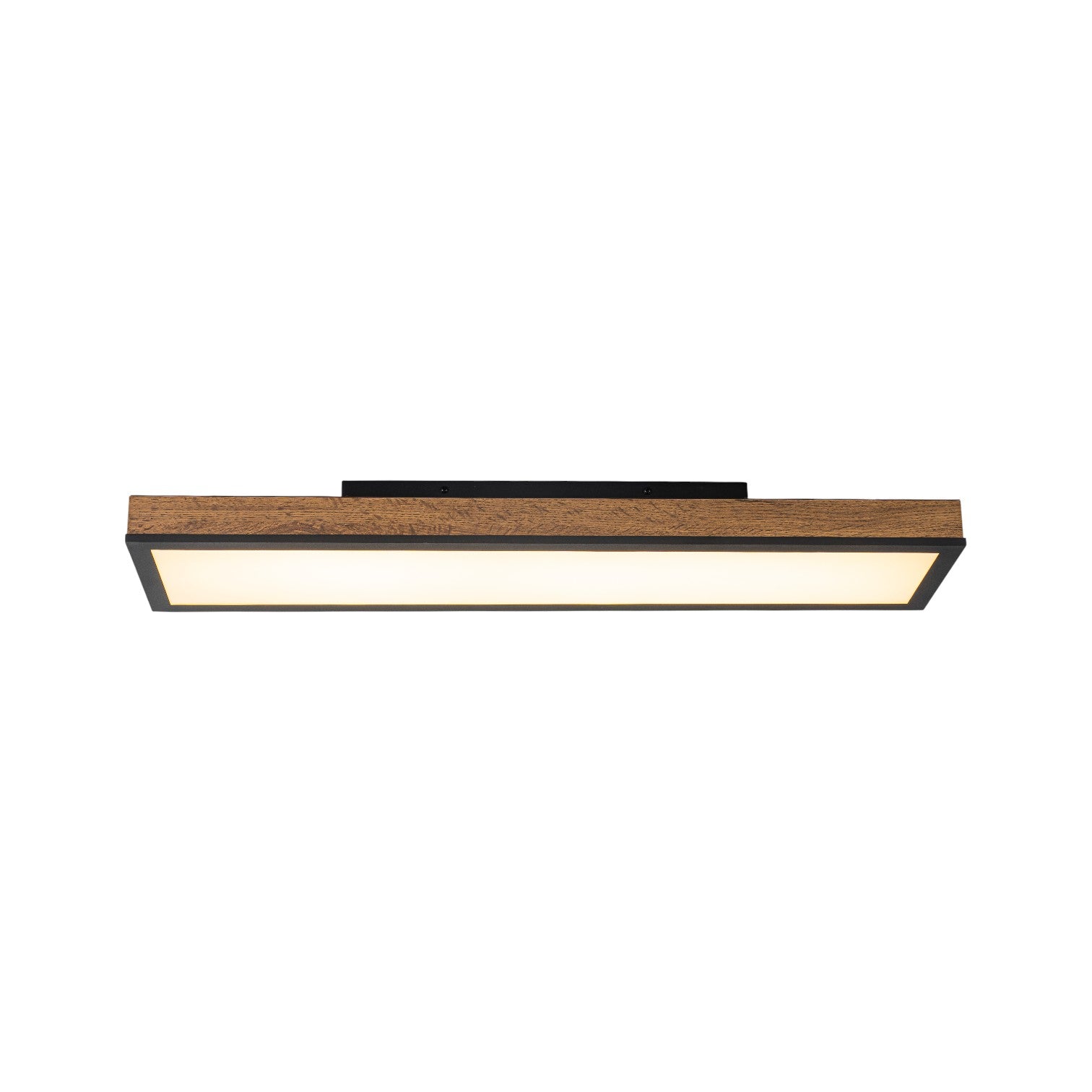 Glowlings 1-Light Farmhouse 32"Wide Linear Low Profile Rectangular Wood LED Flush Mount Ceiling Light