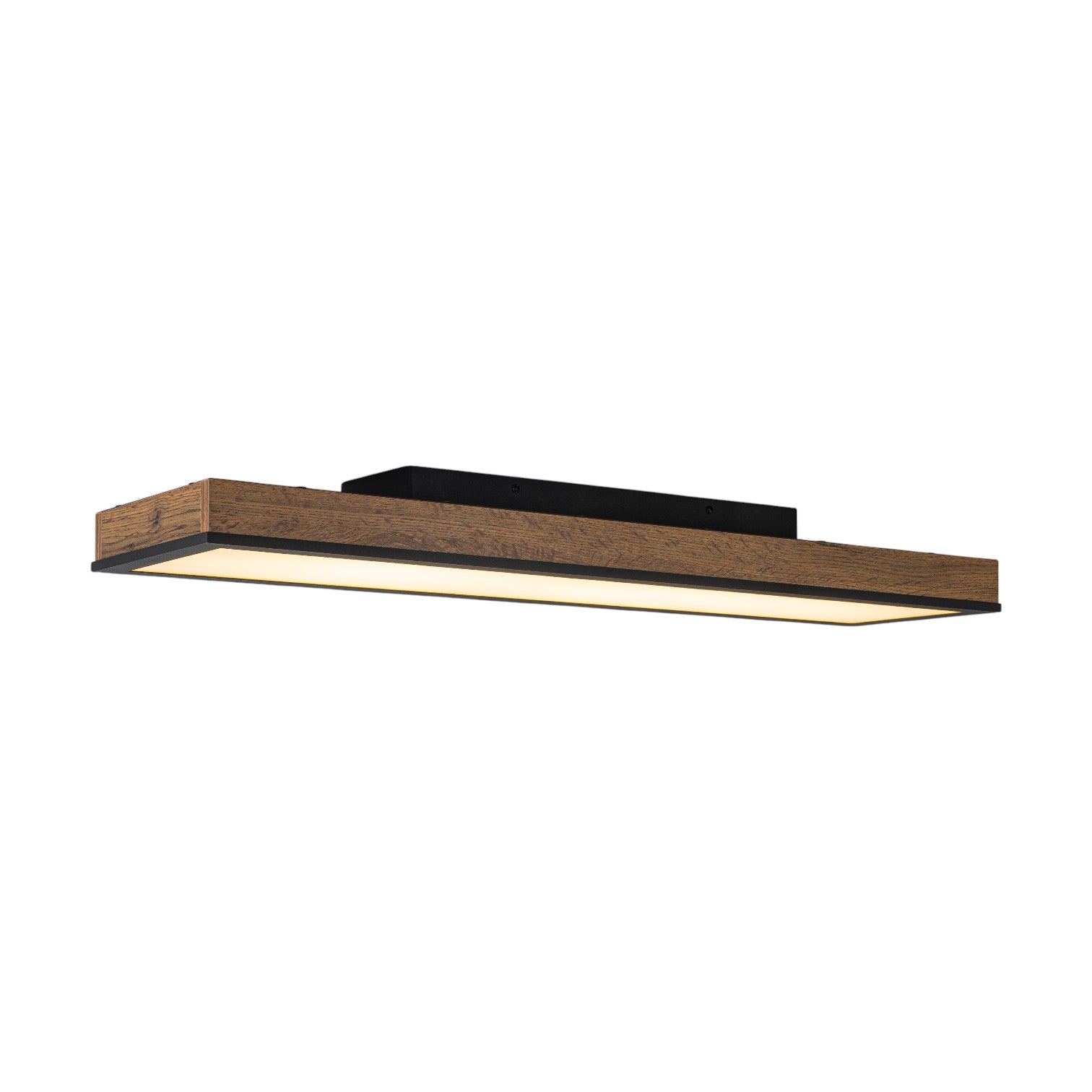 Glowlings 1-Light Farmhouse 32"Wide Linear Low Profile Rectangular Wood LED Flush Mount Ceiling Light