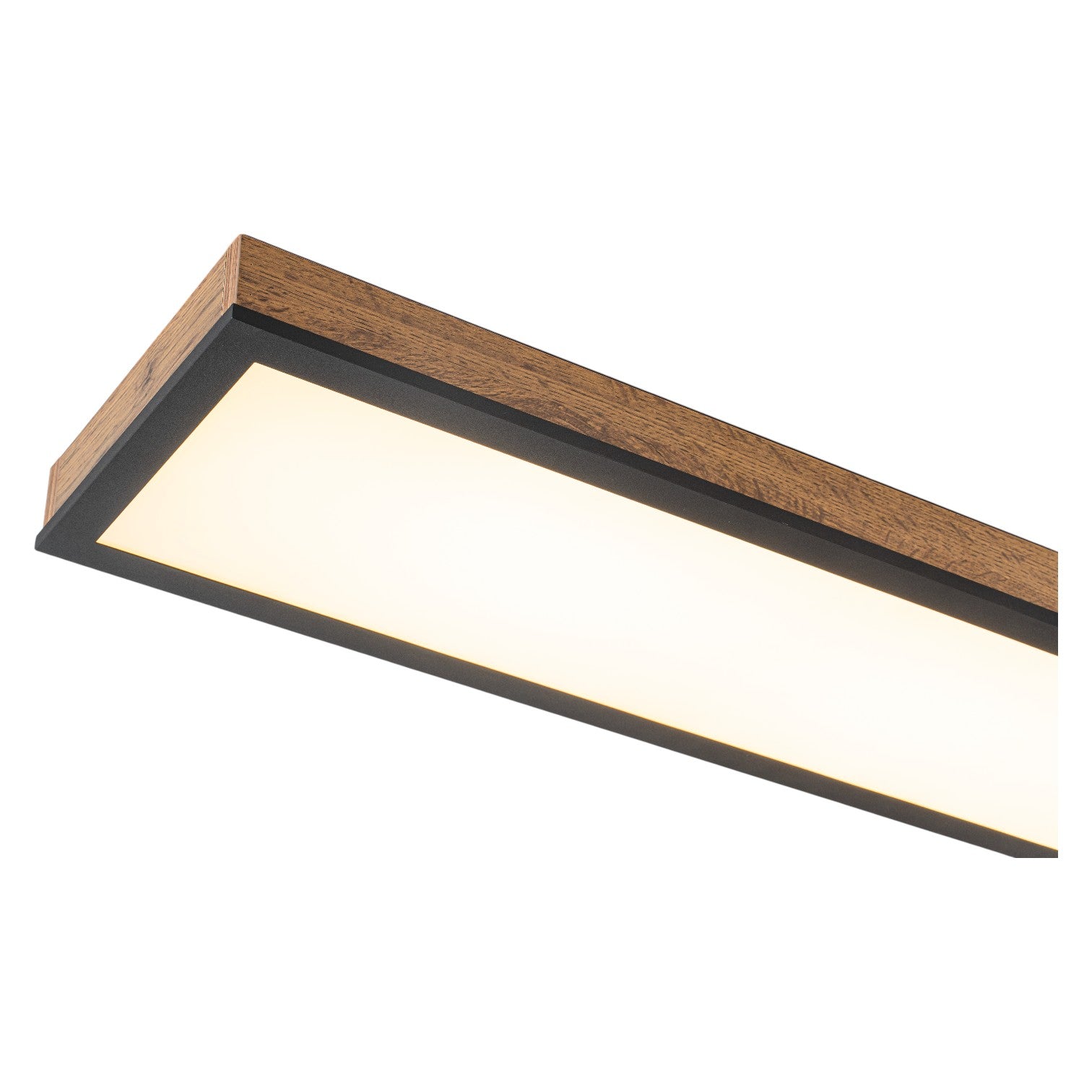 Glowlings 1-Light Farmhouse 32"Wide Linear Low Profile Rectangular Wood LED Flush Mount Ceiling Light