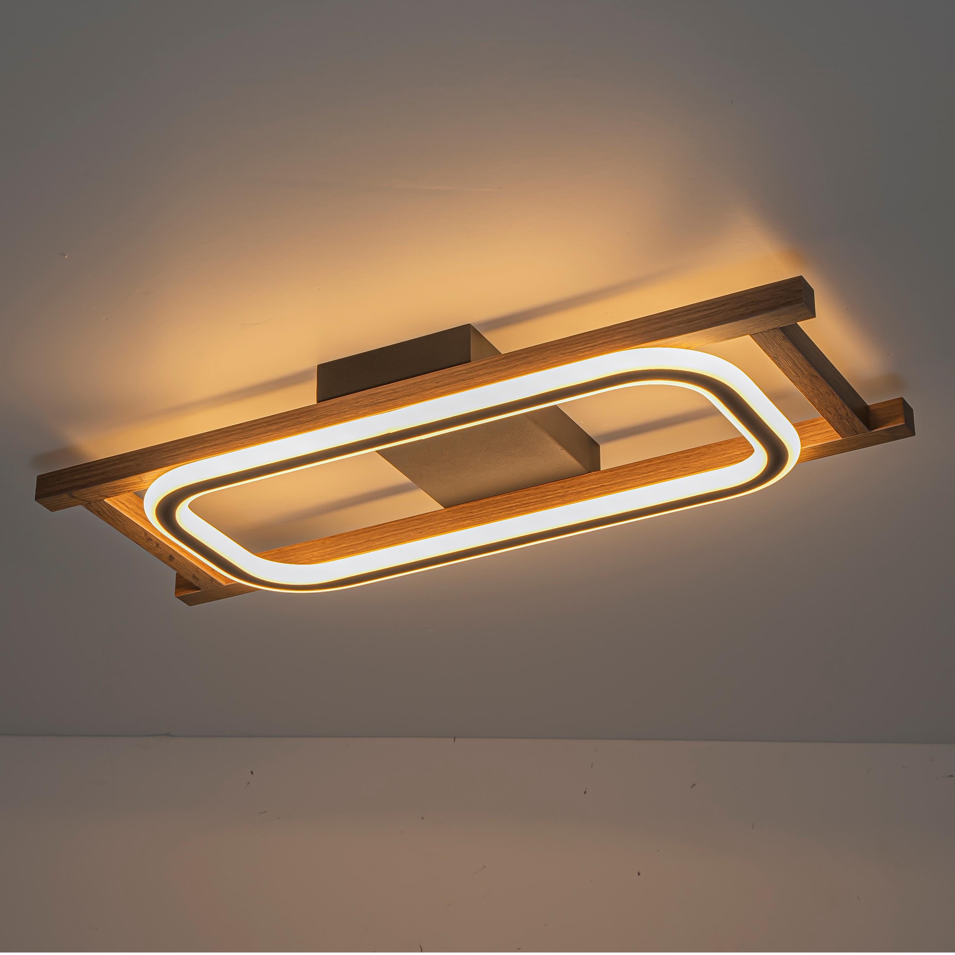 Glowlings 1/2/3-Light Farmhouse Rounded Rectangular LED Wood Flush Mount Celiling Light