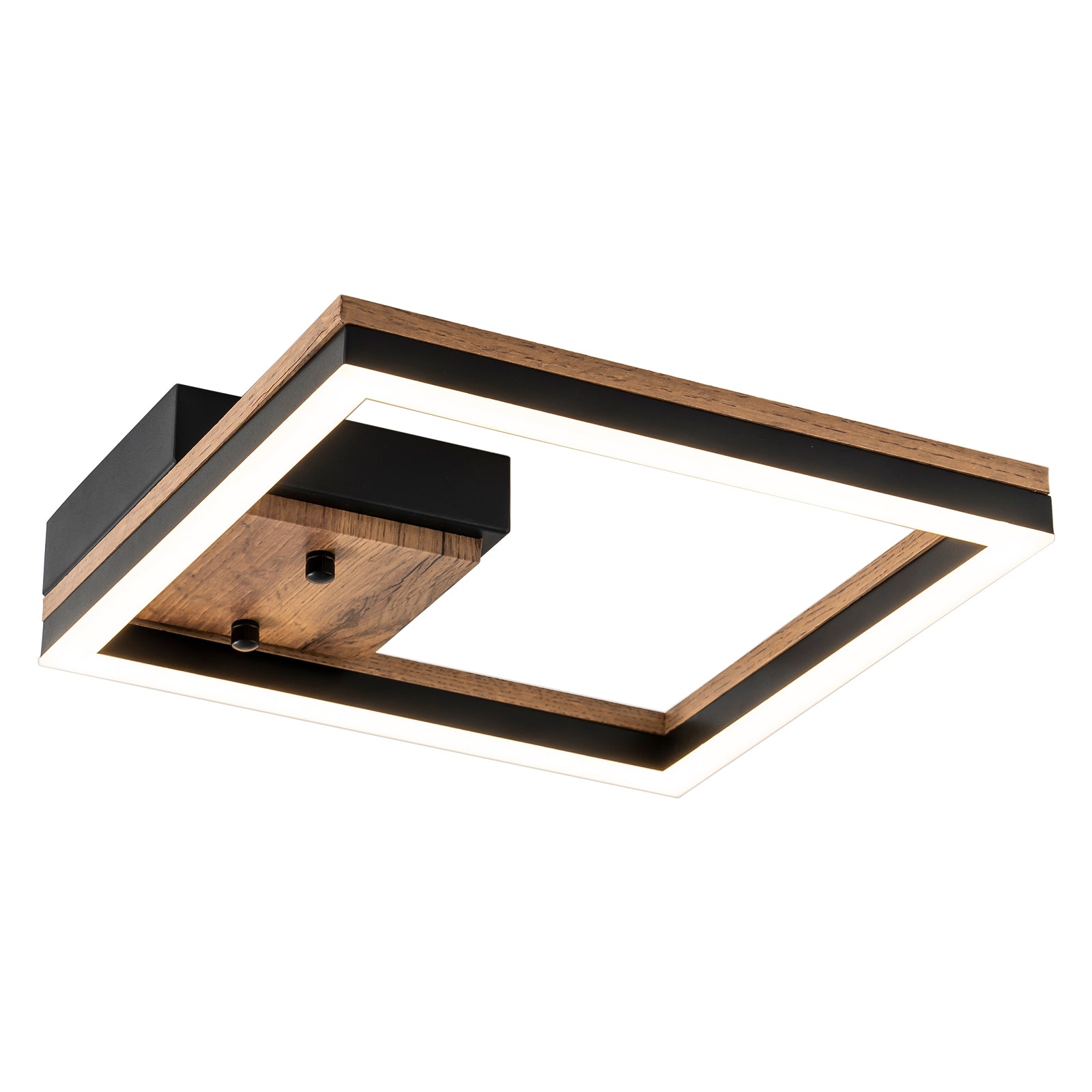 Glowlings 1-Light Farmhouse Square Integrated LED Wood Flush Mount Ceiling Light Hallway Light