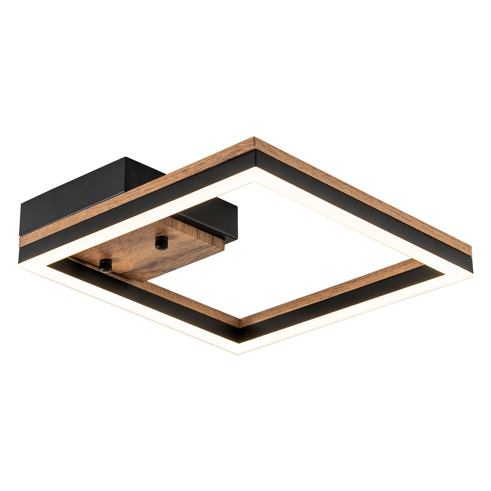 Glowlings 1-Light Farmhouse Square Integrated LED Wood Flush Mount Ceiling Light Hallway Light