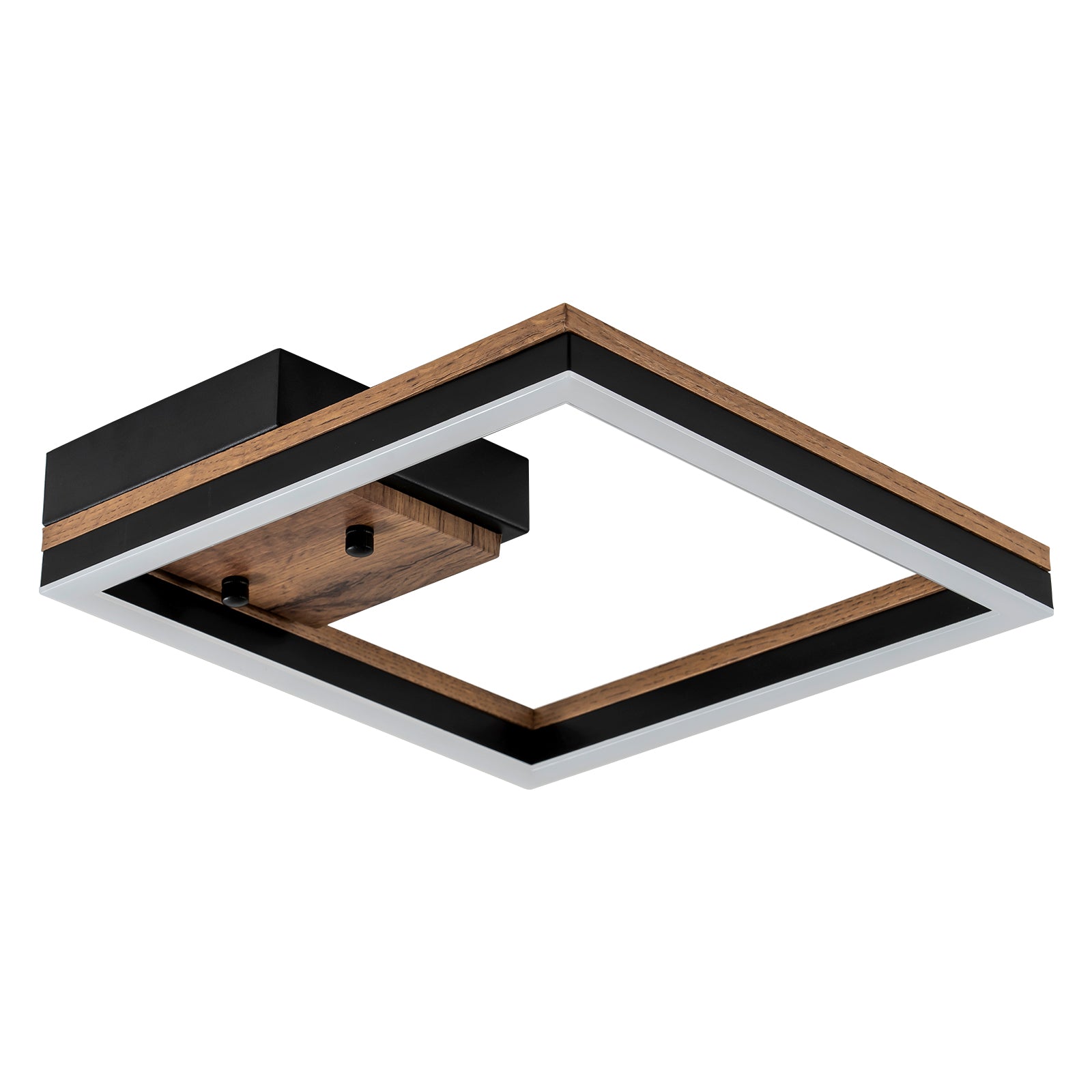 Glowlings 1-Light Farmhouse Square Integrated LED Wood Flush Mount Ceiling Light Hallway Light
