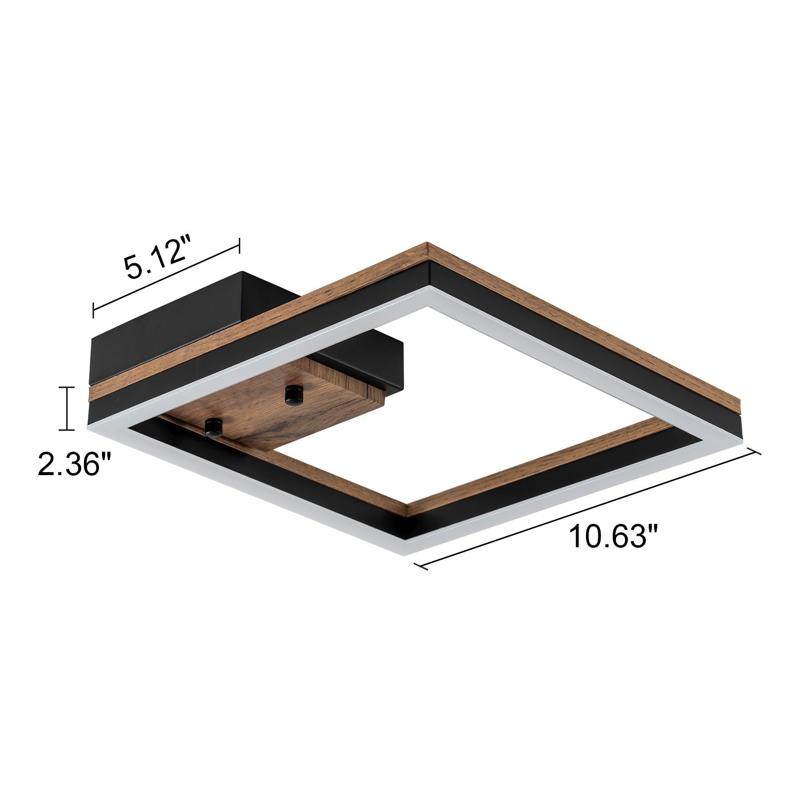 Glowlings 1-Light Farmhouse Square Integrated LED Wood Flush Mount Ceiling Light Hallway Light