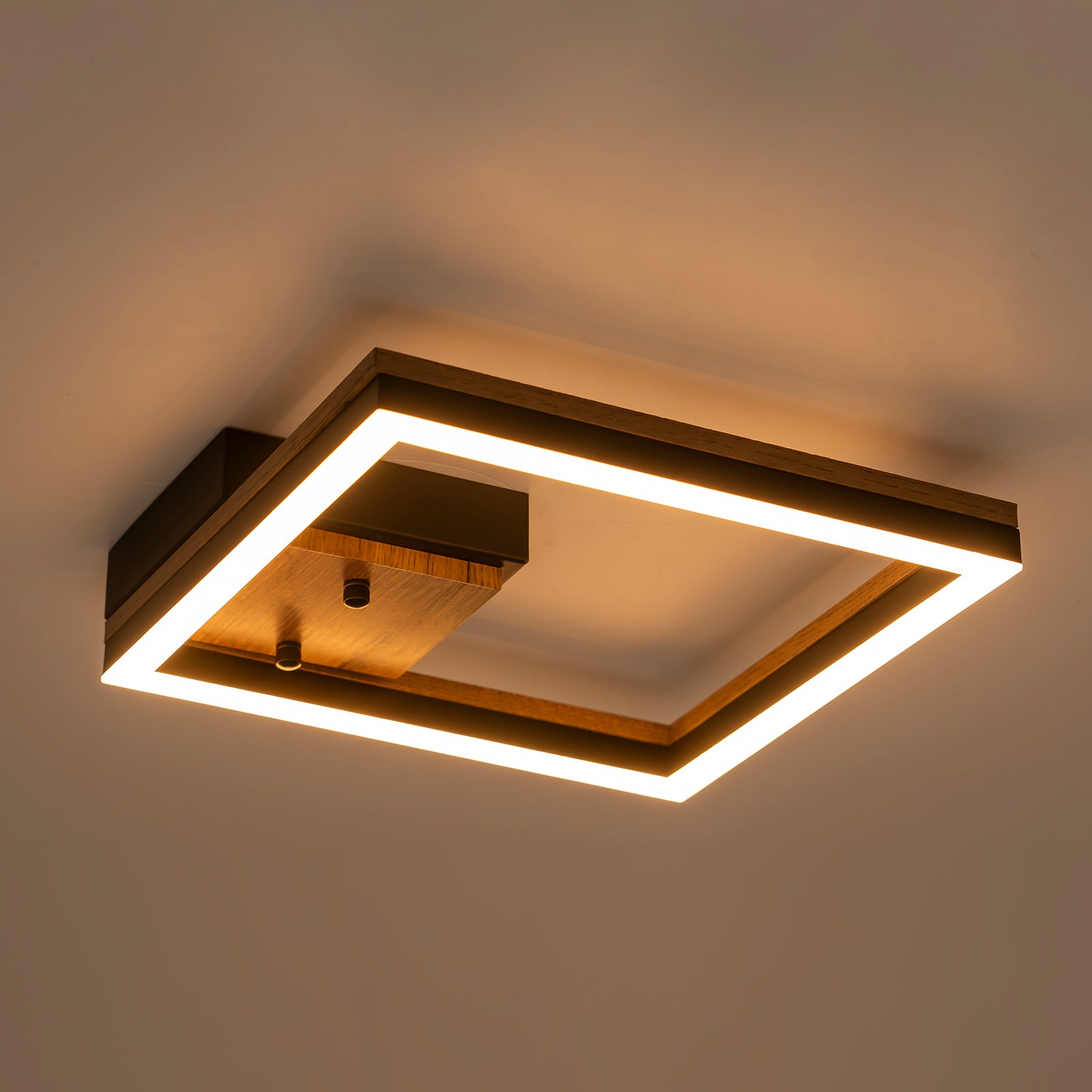 Glowlings 1-Light Farmhouse Square Integrated LED Wood Flush Mount Ceiling Light Hallway Light