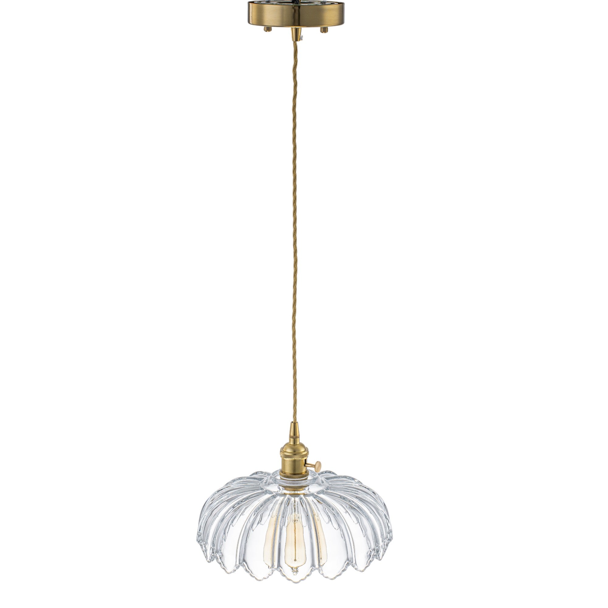 Glowlings 1-Light French Flower Shaped Green/Clear Glass Pendant Light